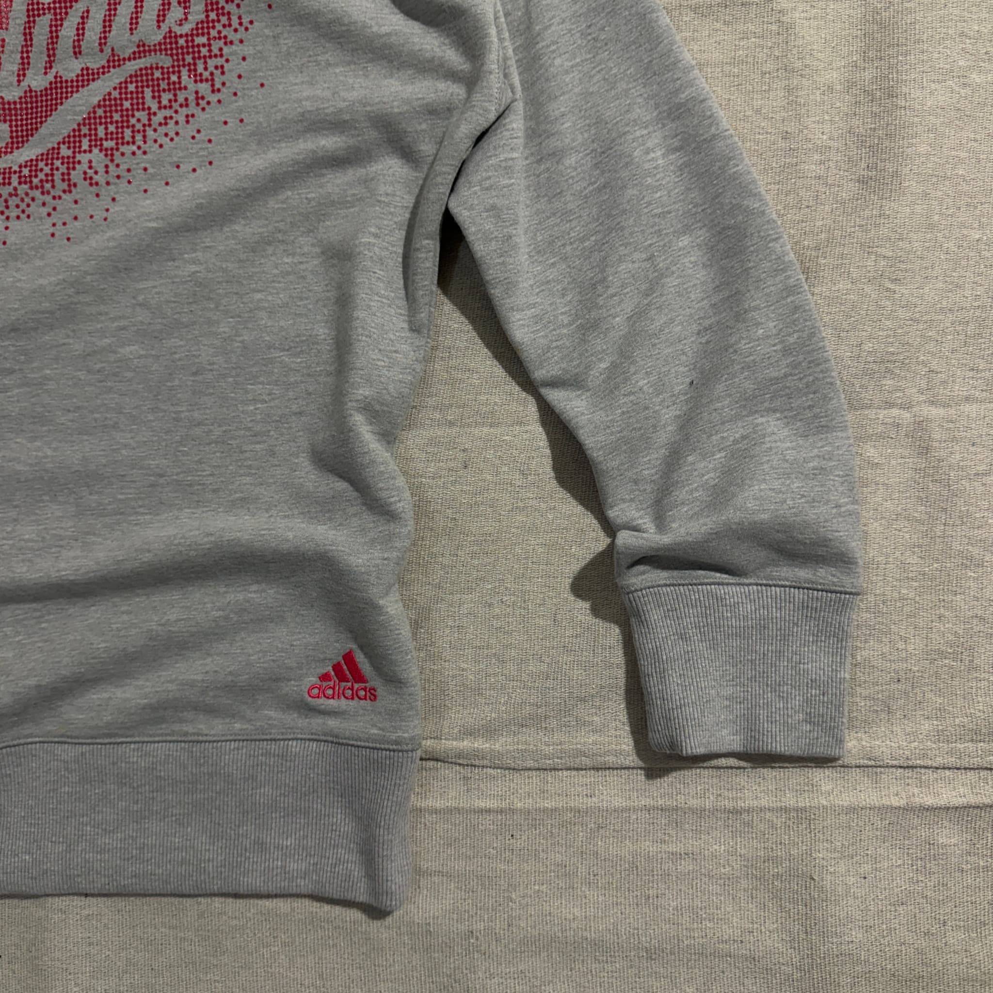 Adidas Women's Grey Sweatshirt With Pink Script Logo Size 12 — photo 2 of 8