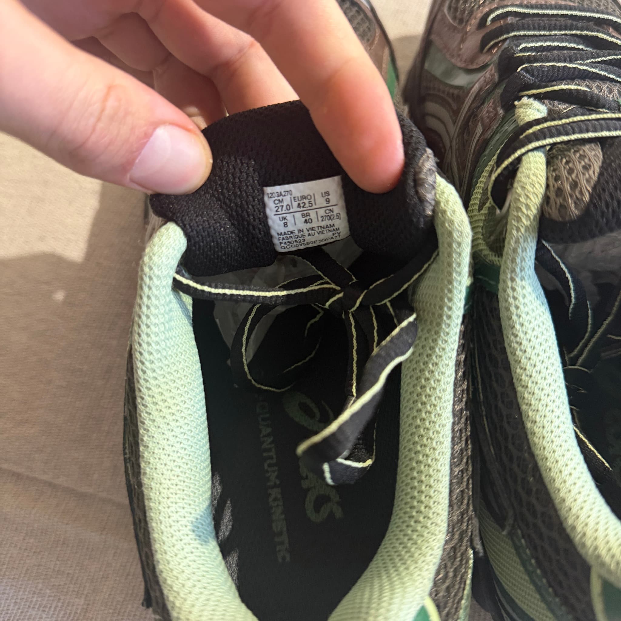 Asics Gel-Quantum Kinetic Sneakers Green Brown US 9 — photo 5 of 10