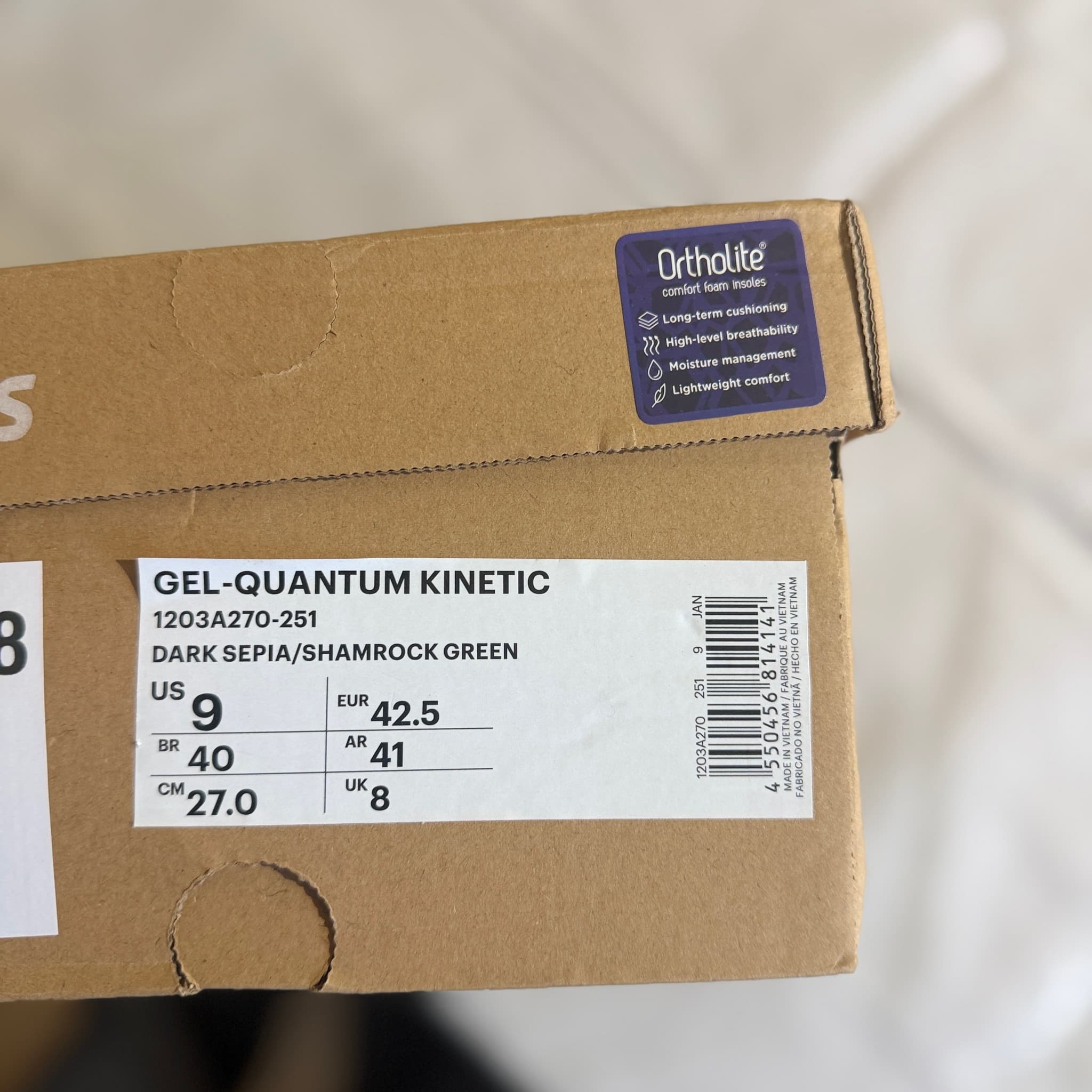 Asics Gel-Quantum Kinetic Sneakers Green Brown US 9 — photo 9 of 10