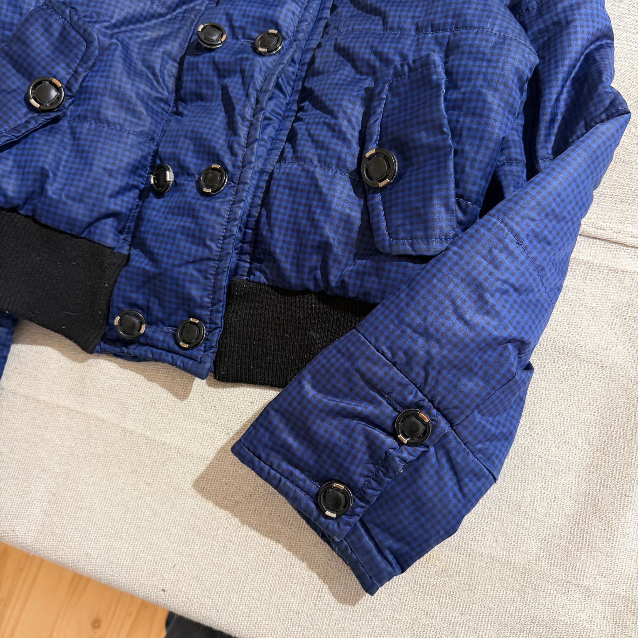 Baimejiali Blue Check Puffer Jacket With Hood Size L — photo 2 of 9