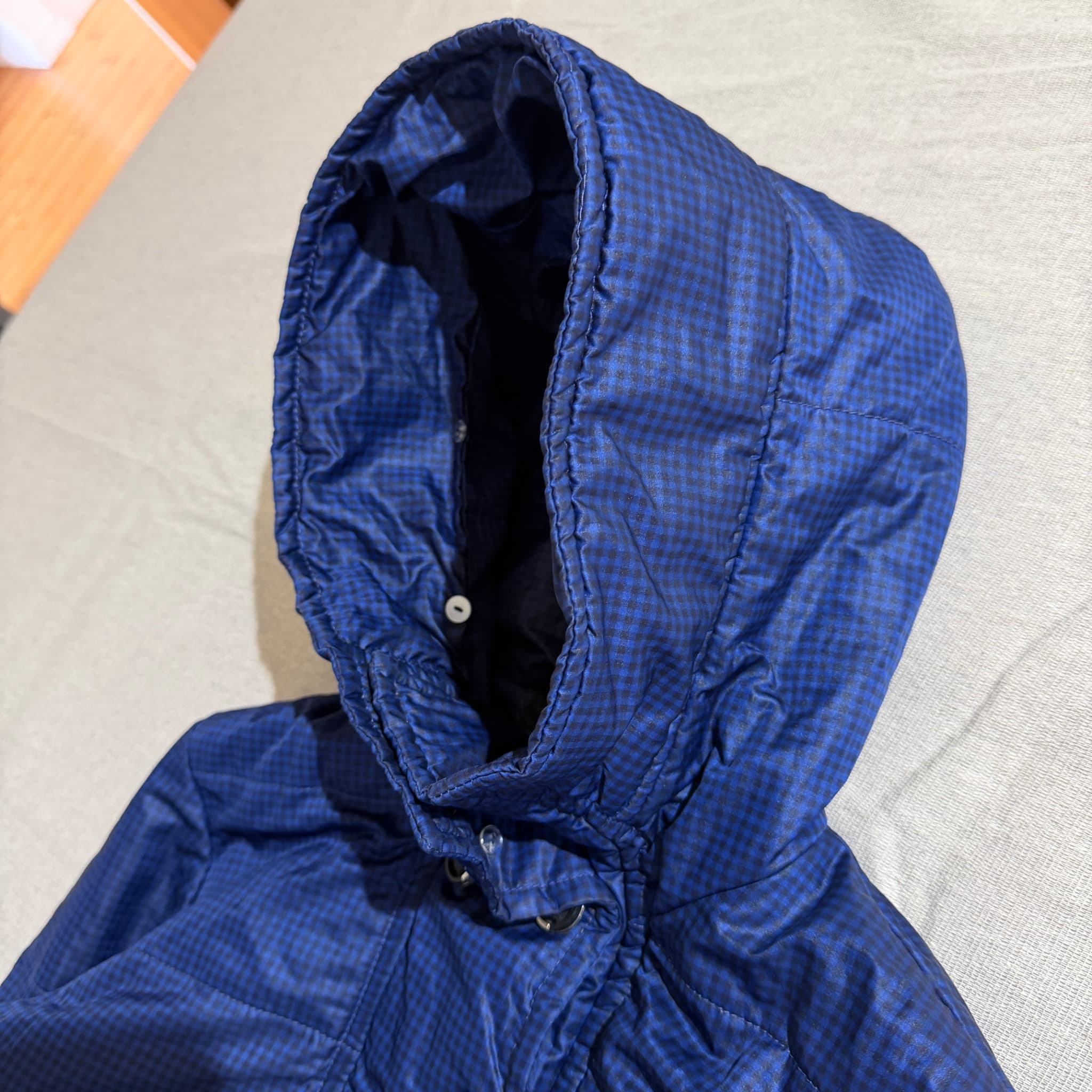 Baimejiali Blue Check Puffer Jacket With Hood Size L — photo 3 of 9