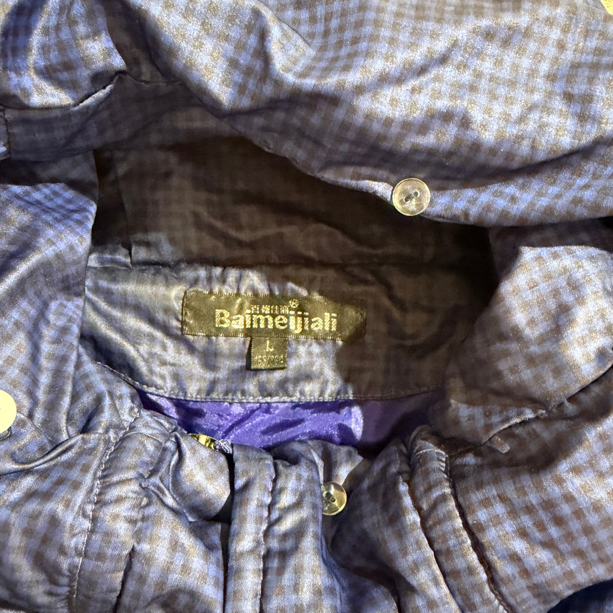 Baimejiali Blue Check Puffer Jacket With Hood Size L — photo 4 of 9