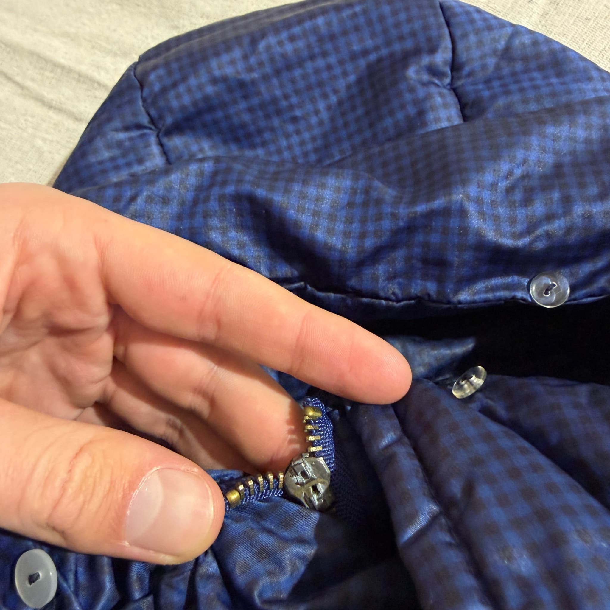 Baimejiali Blue Check Puffer Jacket With Hood Size L — photo 6 of 9