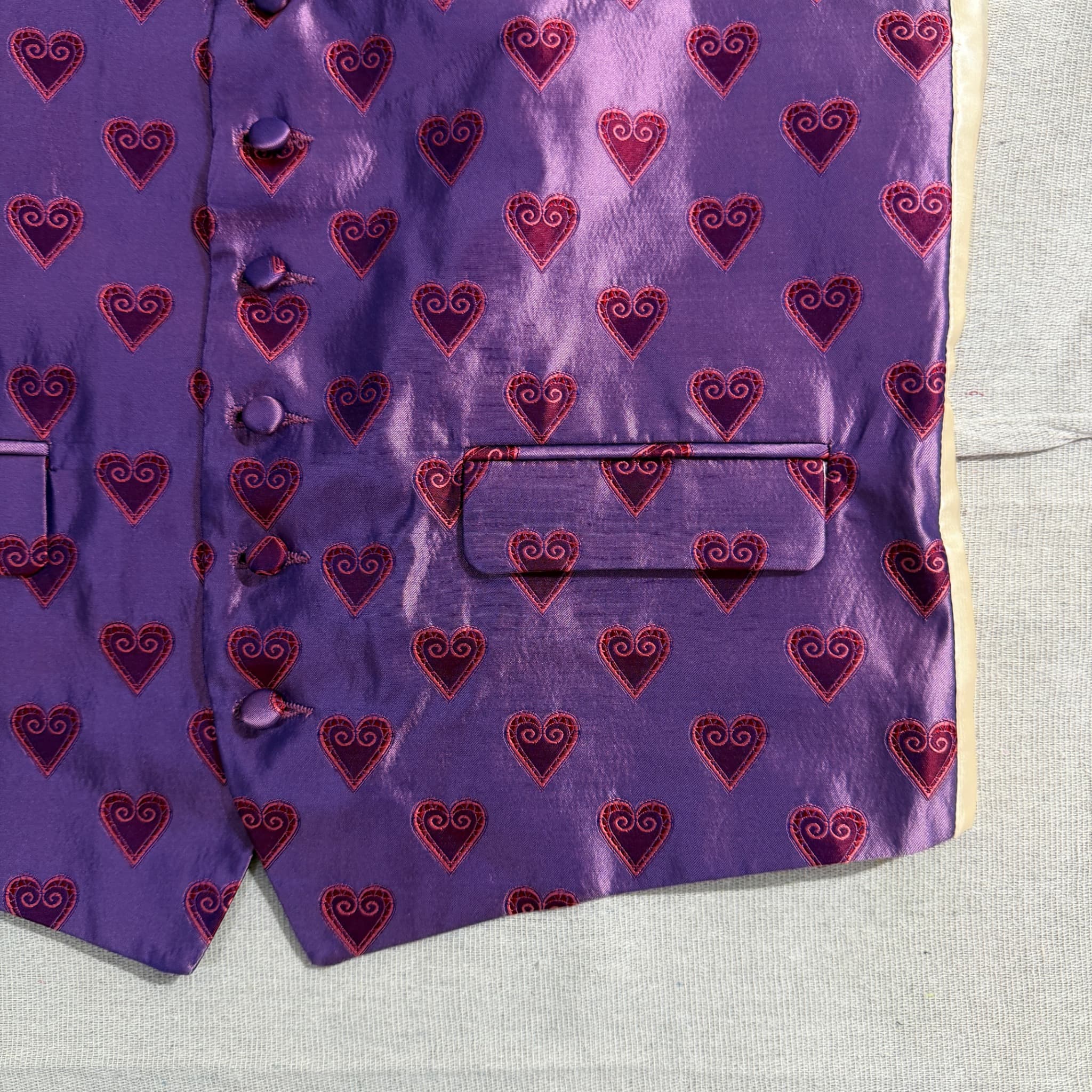 Balmain Paris Purple Heart Print Silk Vest Men's Size L — photo 2 of 7