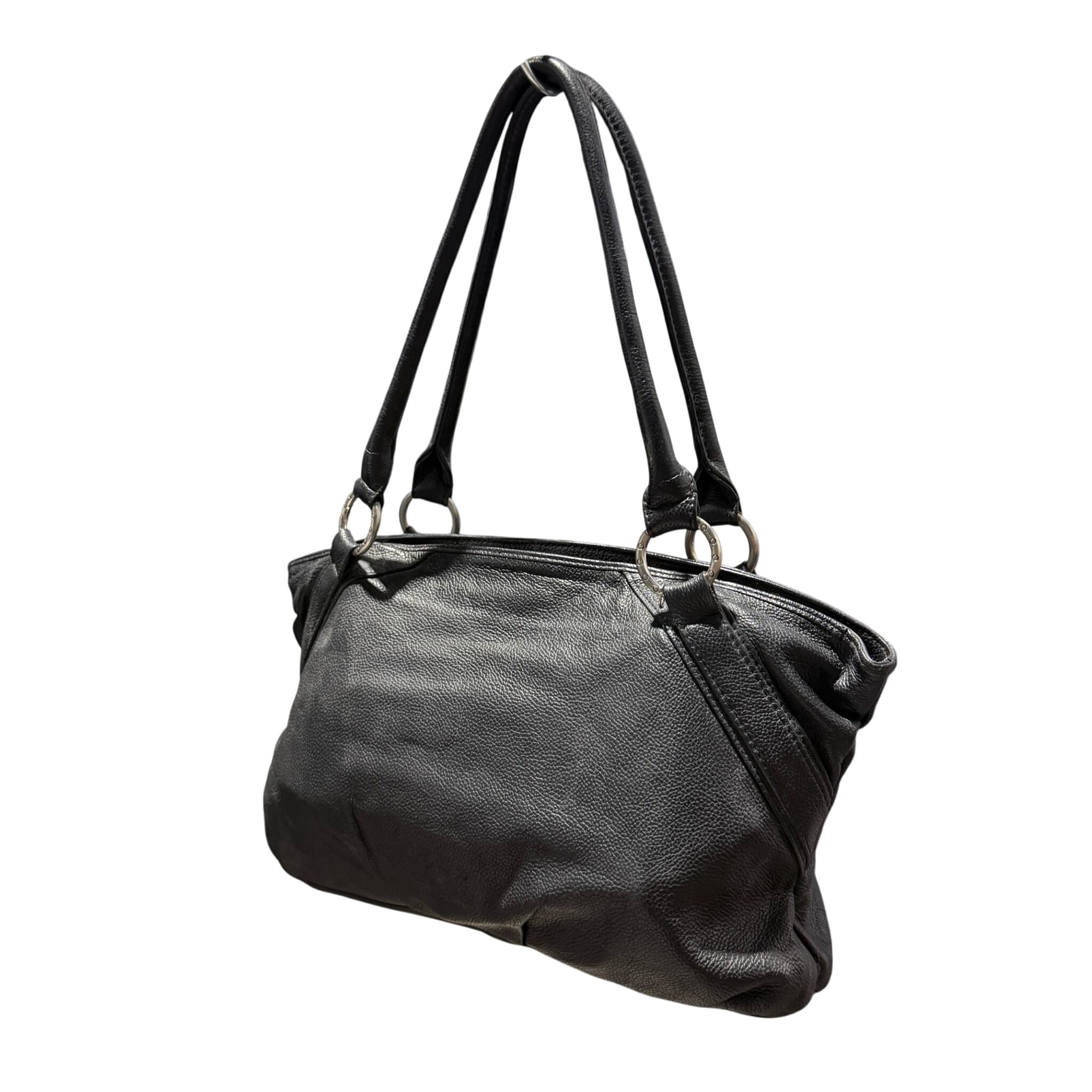 Bampo Black Pebbled Leather Shoulder Bag — photo 1 of 7