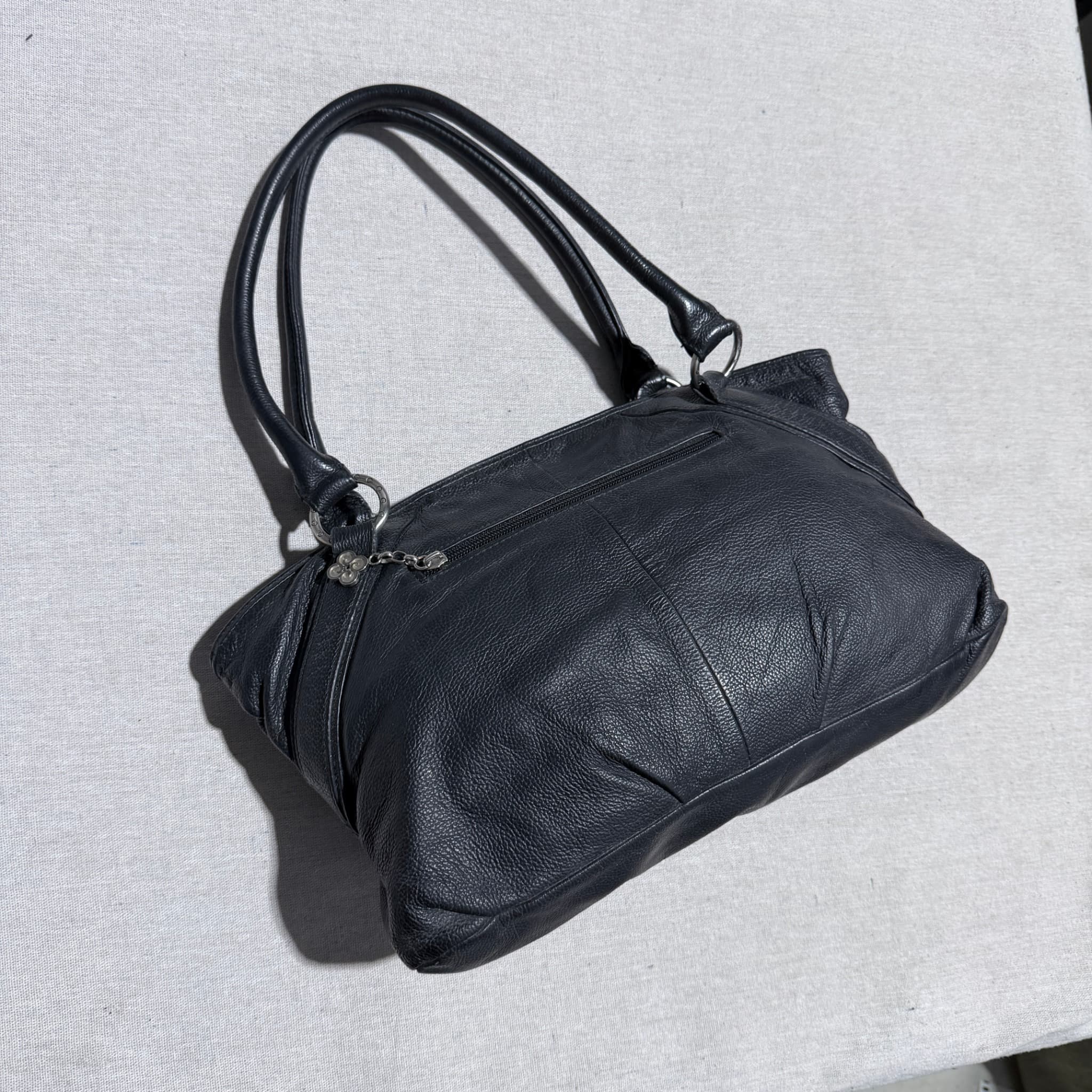 Bampo Black Pebbled Leather Shoulder Bag — photo 4 of 7