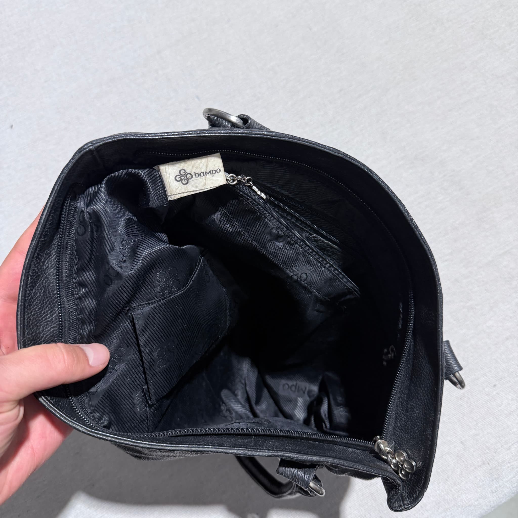 Bampo Black Pebbled Leather Shoulder Bag — photo 6 of 7
