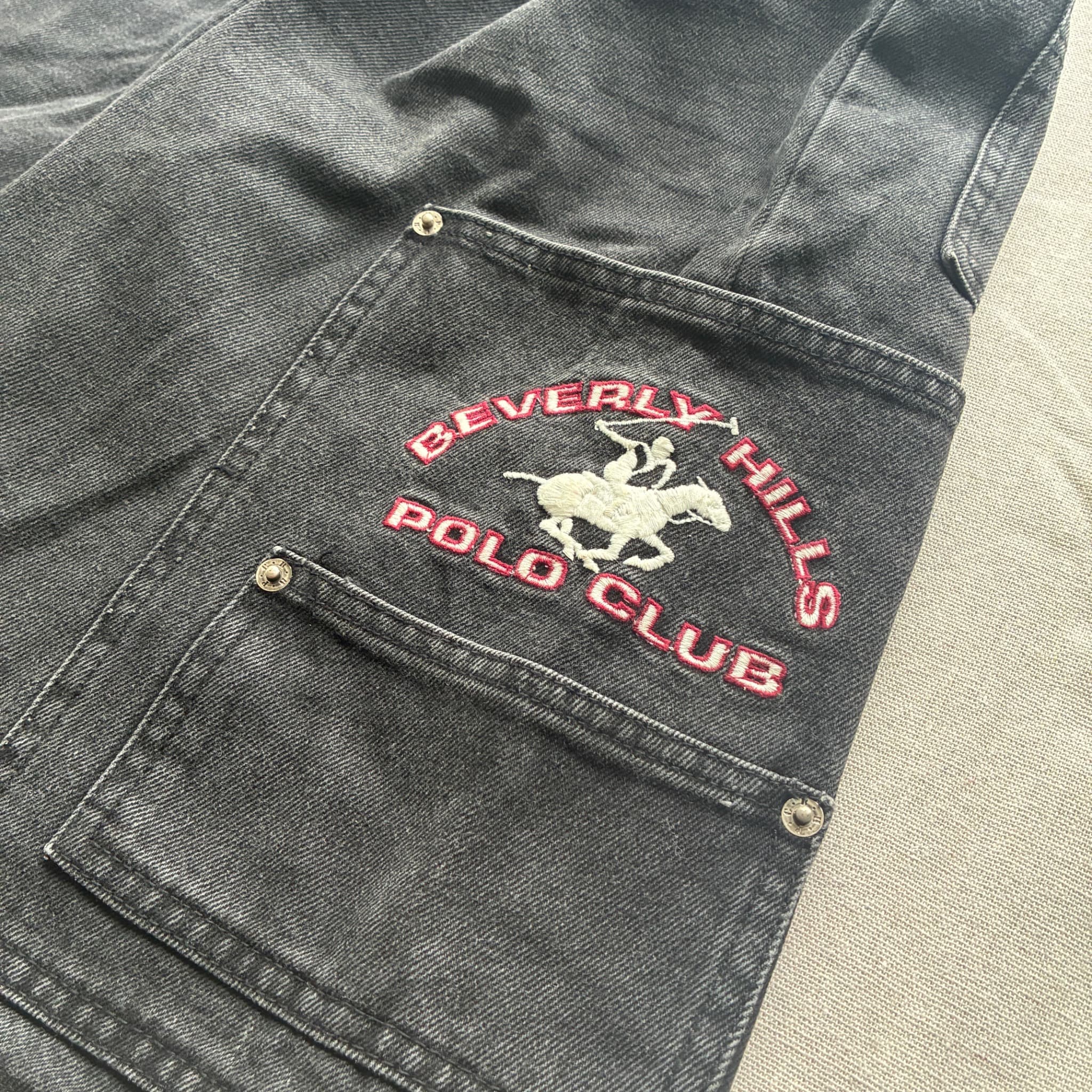 Beverly Hills Polo Club Vintage Black Denim Cargo Shorts Men's Size 38 — photo 2 of 7