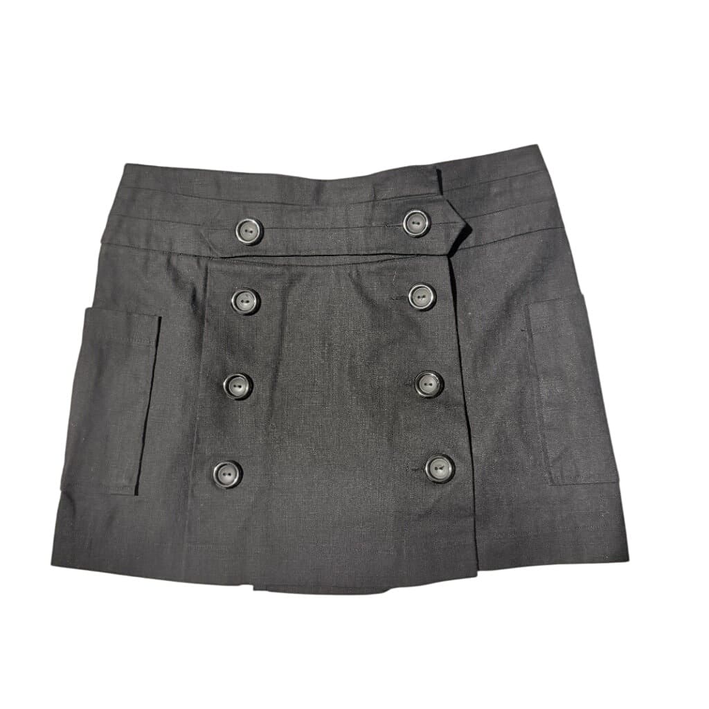 Black Double-Breasted Mini Skirt With Side Pockets — photo 1 of 8