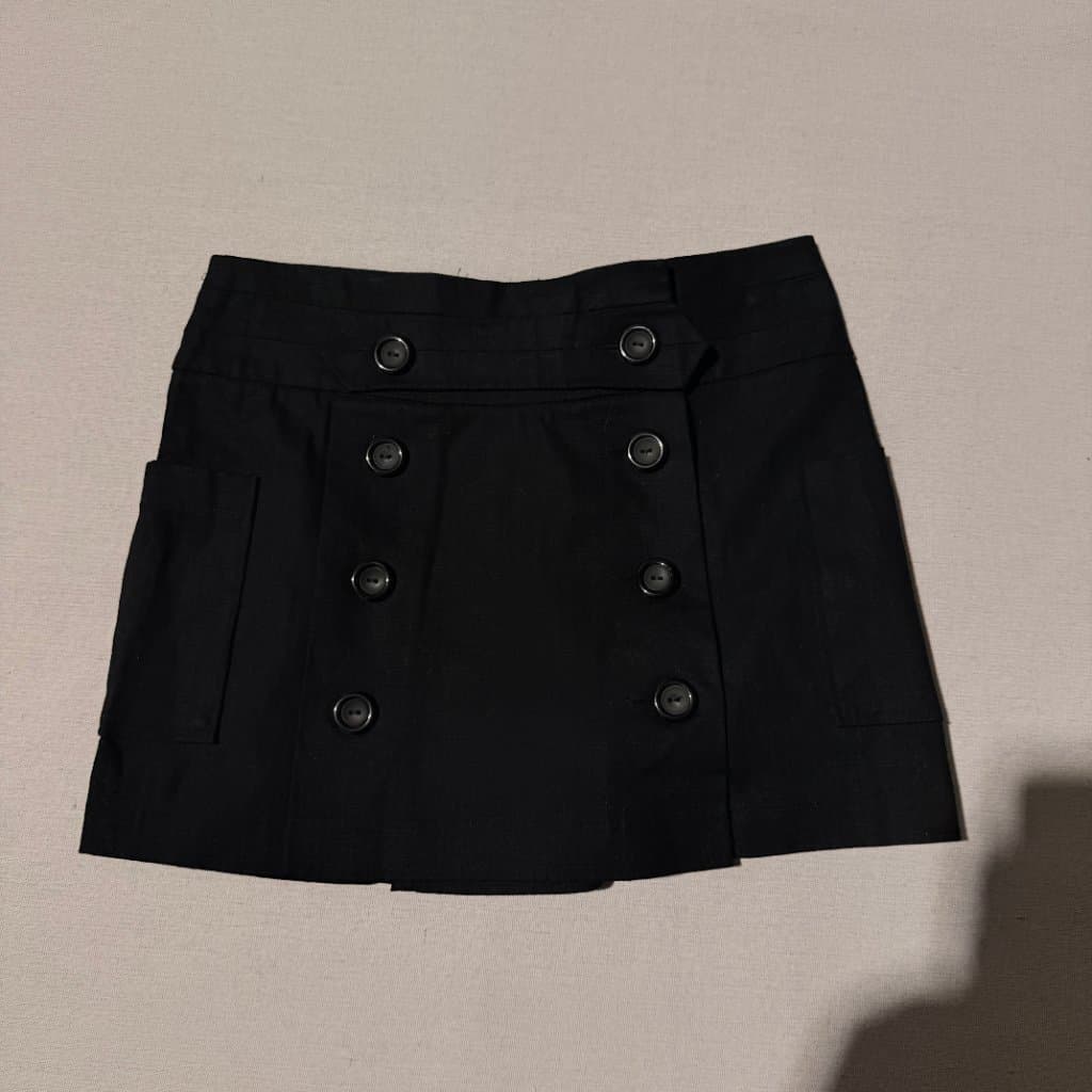 Black Double-Breasted Mini Skirt With Side Pockets — photo 2 of 8