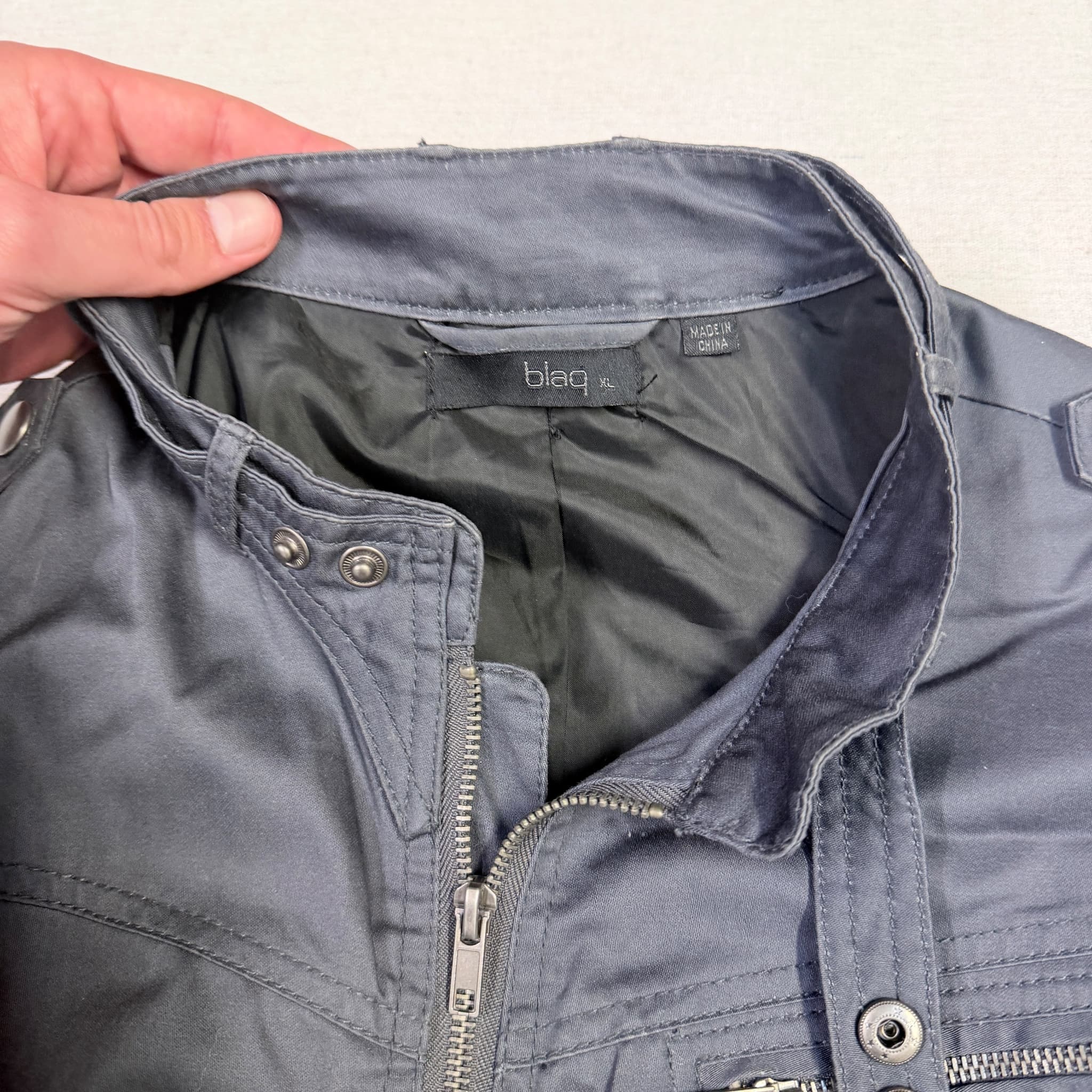 Blaq Men's Moto Style Zip-Up Jacket Charcoal Grey Size XL — photo 4 of 7