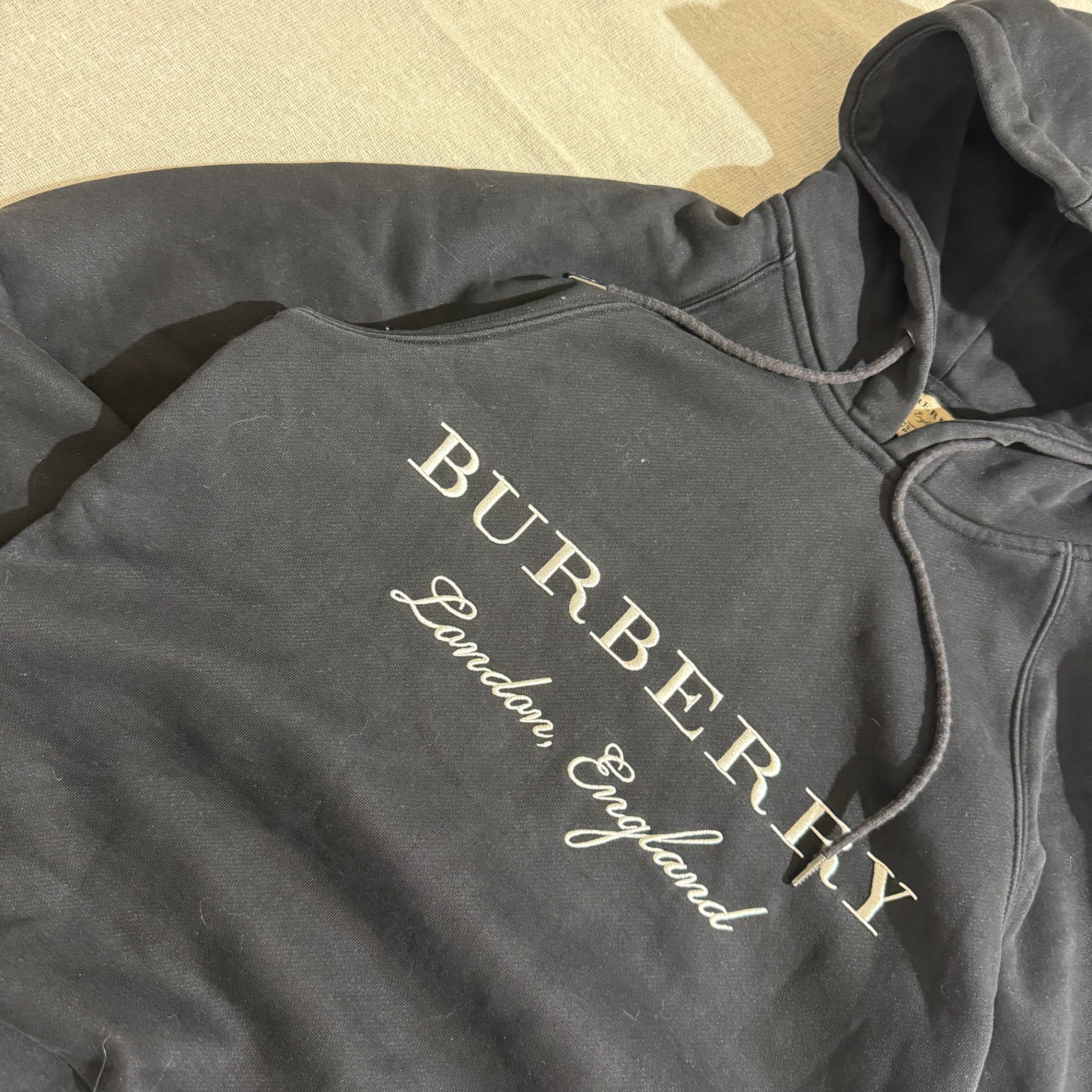 Burberry London England Logo Print Cotton Hoodie Black — photo 3 of 6