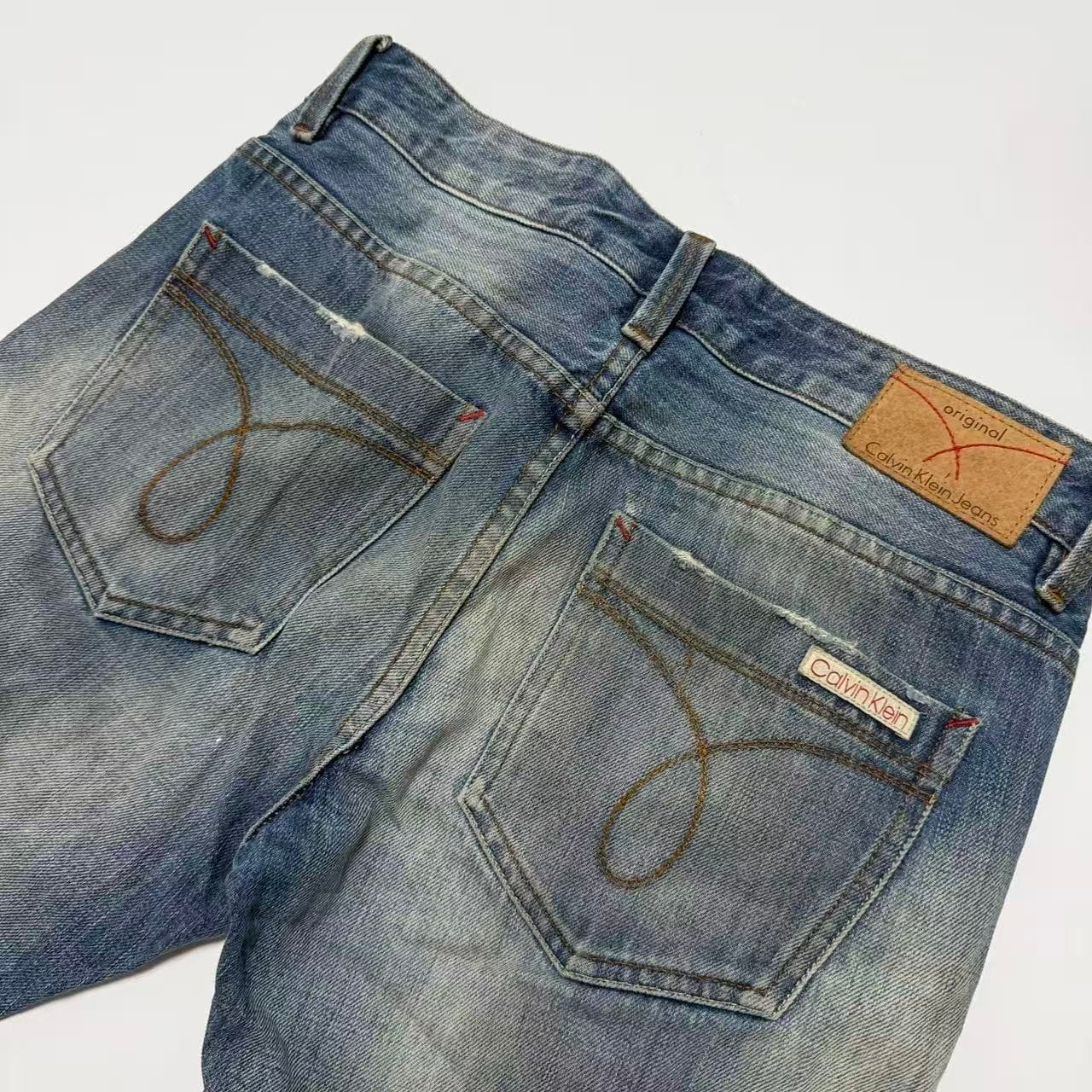 Calvin Klein Jeans Distressed Blue Denim Jeans — photo 3 of 9