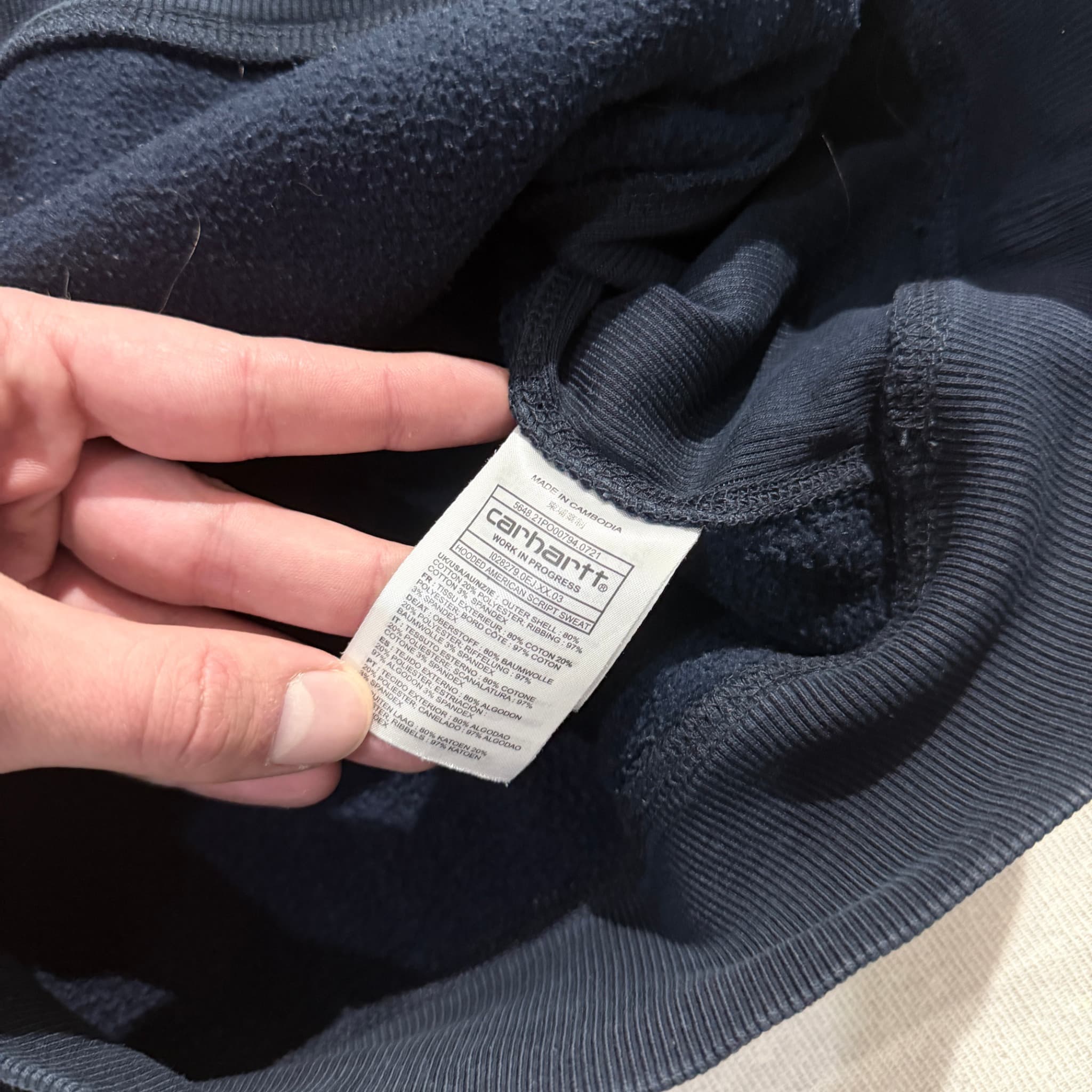 Carhartt WIP Hooded American Script Sweatshirt Navy XL — photo 6 of 7