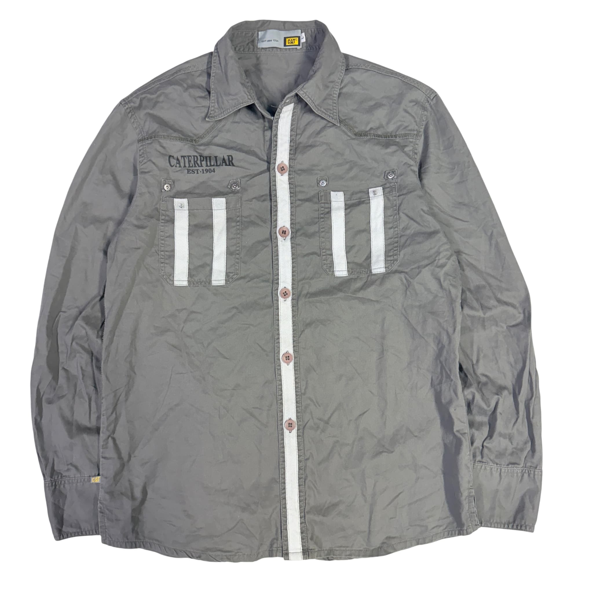 Caterpillar CAT Est. 1904 Long Sleeve Button-Down Work Shirt Grey Large — photo 1 of 9