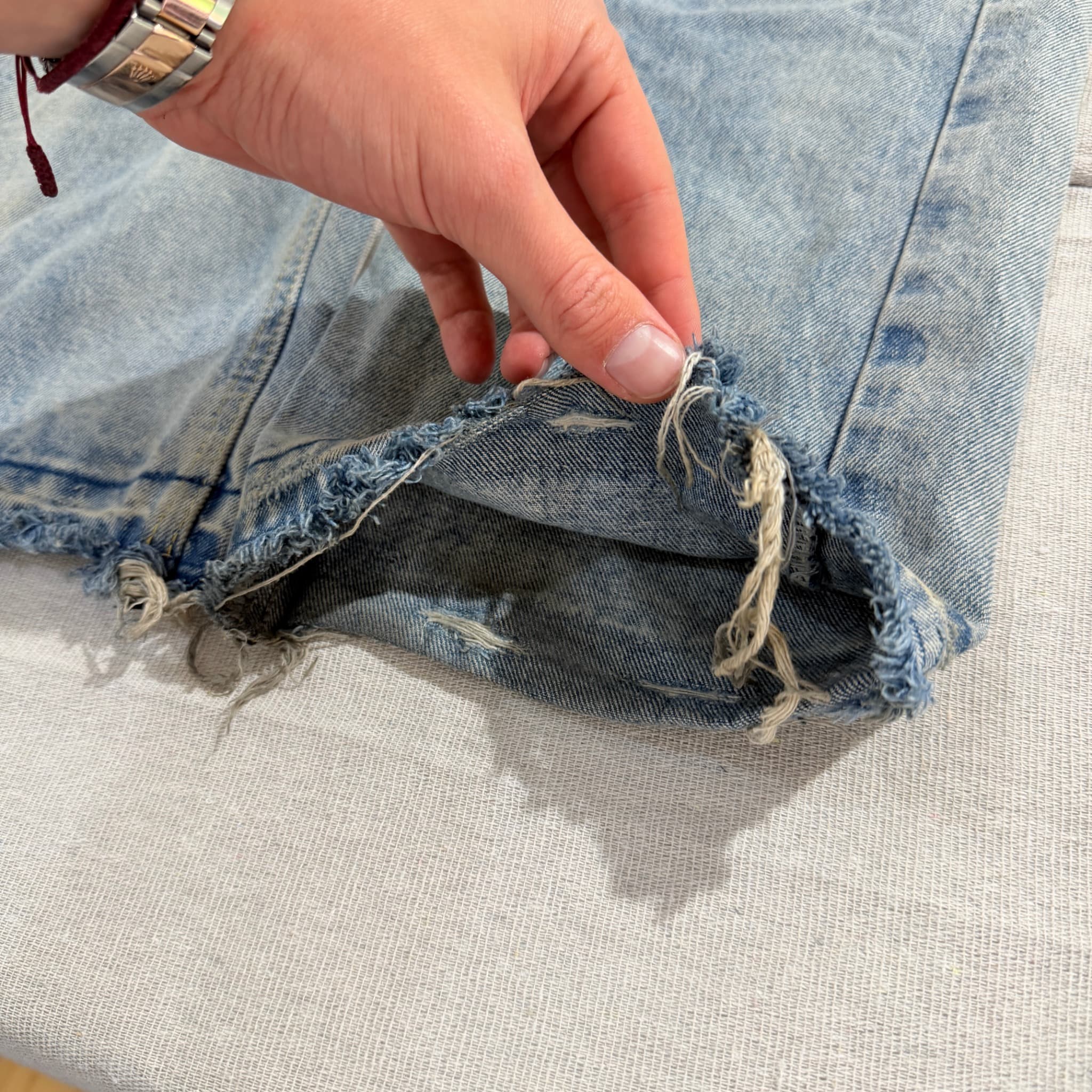 CELINE Distressed Light Wash Denim Jeans Baggy Vintage 2000s Release — photo 2 of 6