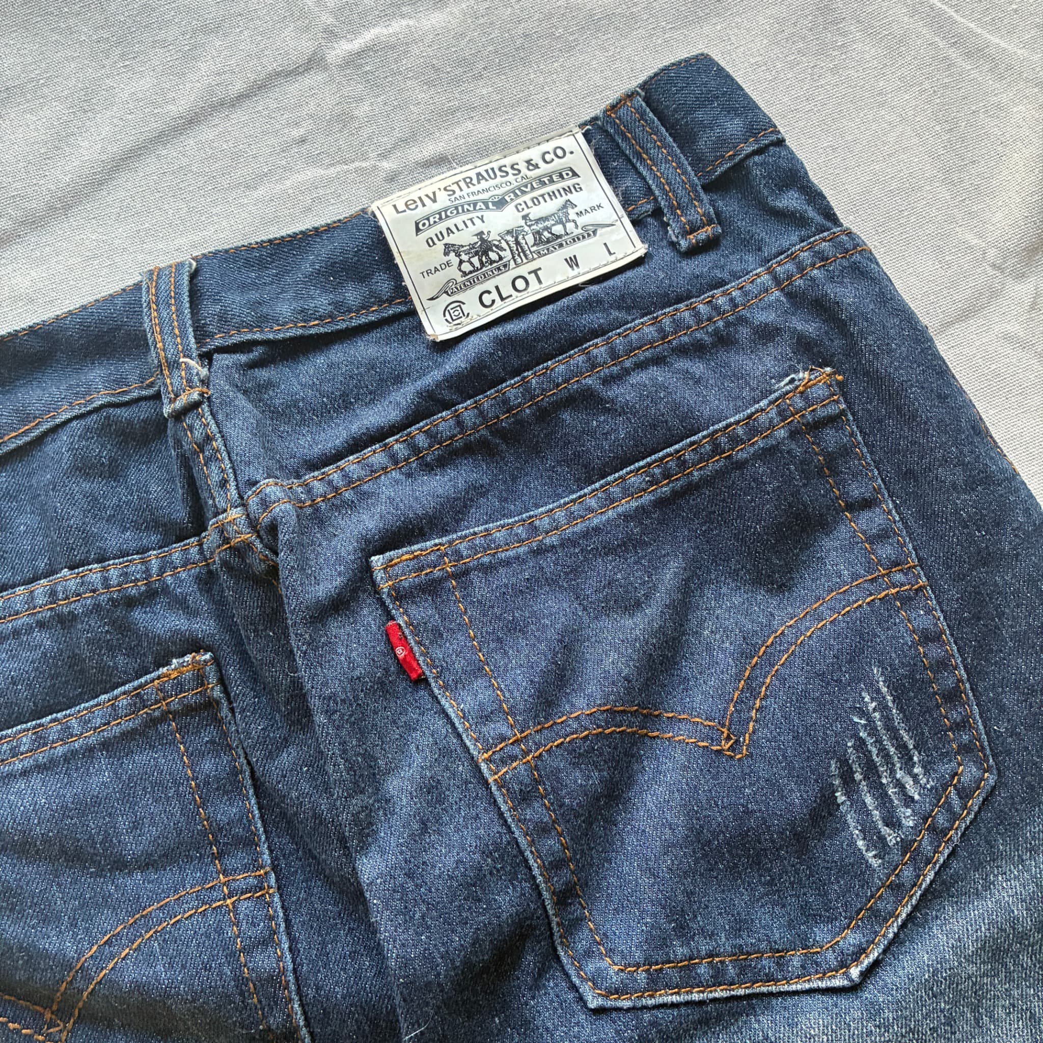 CLOT Distressed Denim Jean Shorts Blue Baggy Vintage 2000s L — photo 6 of 8