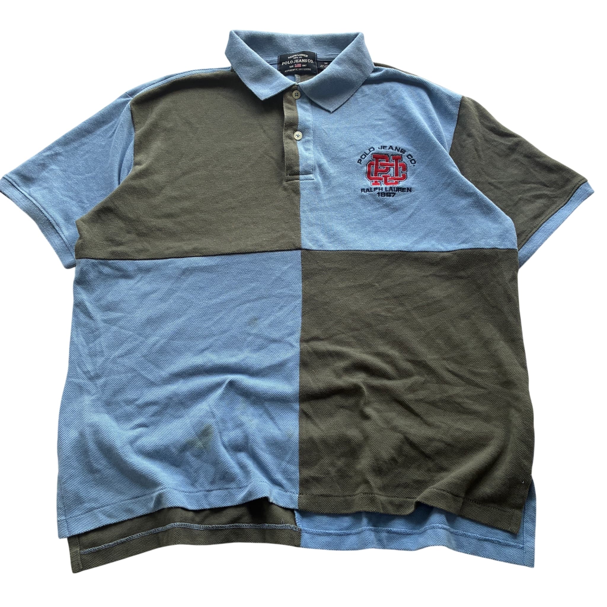 Colorblock Pique Polo Shirt Blue Green Size M — photo 1 of 6