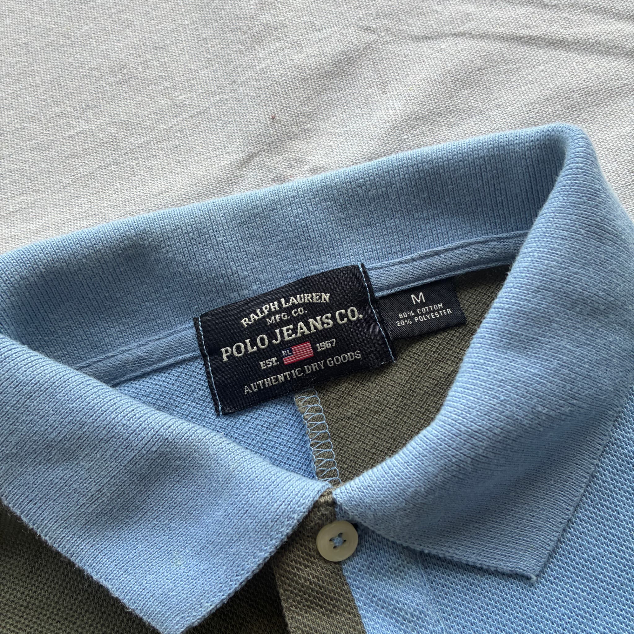 Colorblock Pique Polo Shirt Blue Green Size M — photo 4 of 6