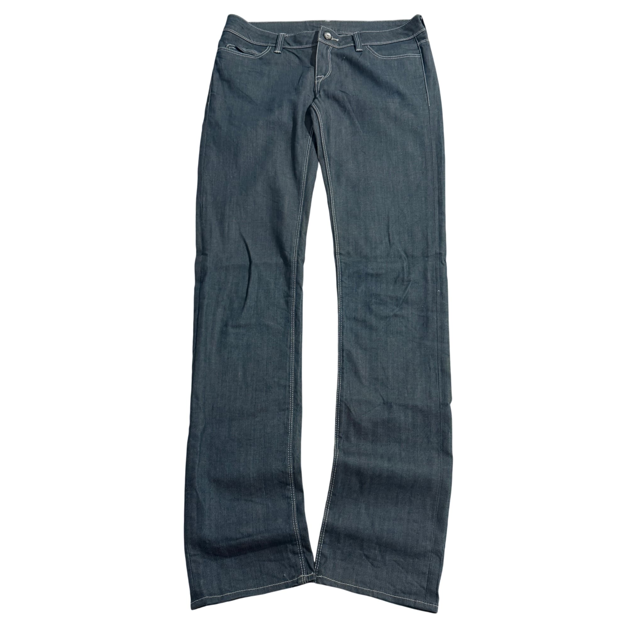 Dark Wash Denim Jeans With Contrast Stitching Unisex — photo 1 of 7