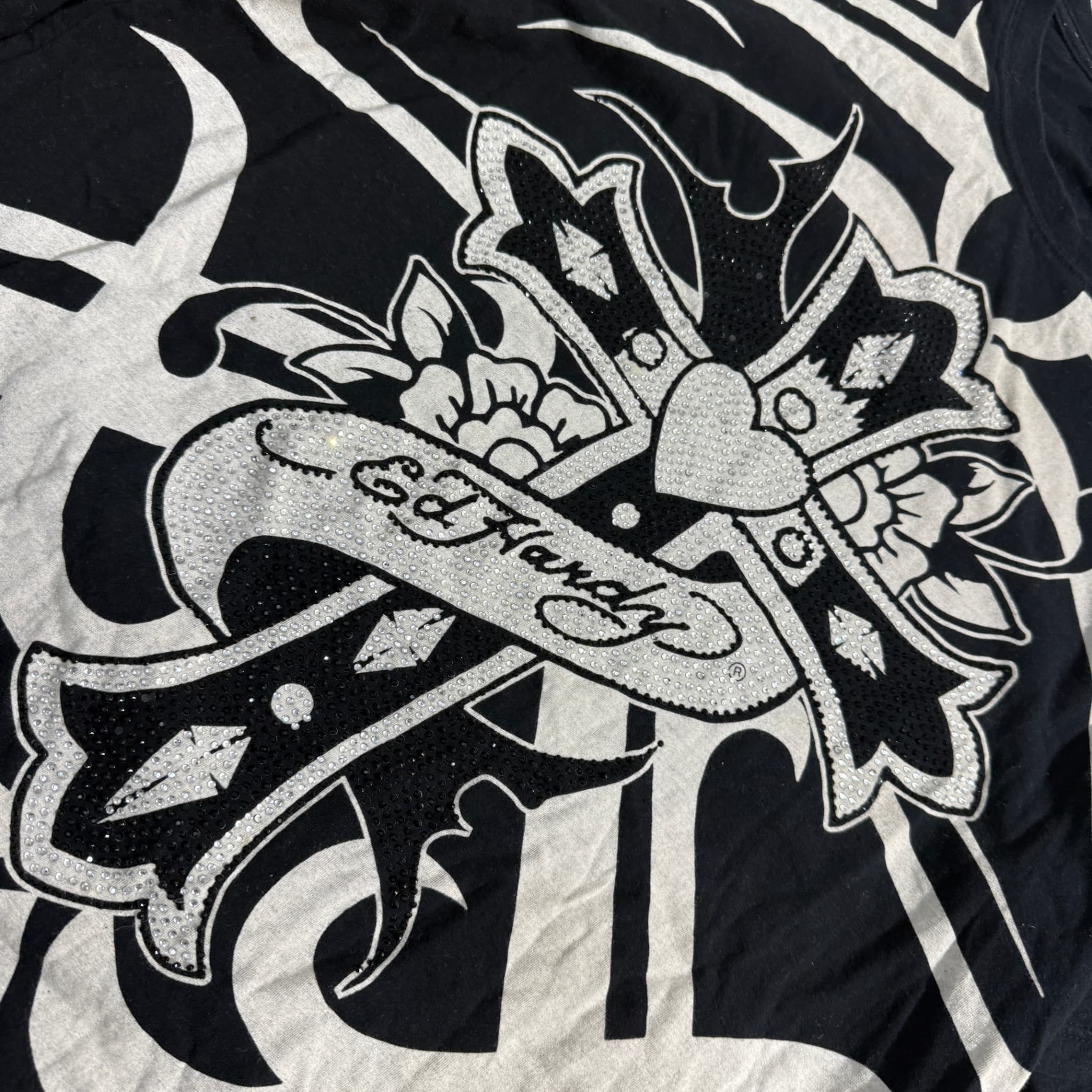 Ed Hardy Long Sleeve T-Shirt Black White Tribal Cross Graphic XL — photo 3 of 6