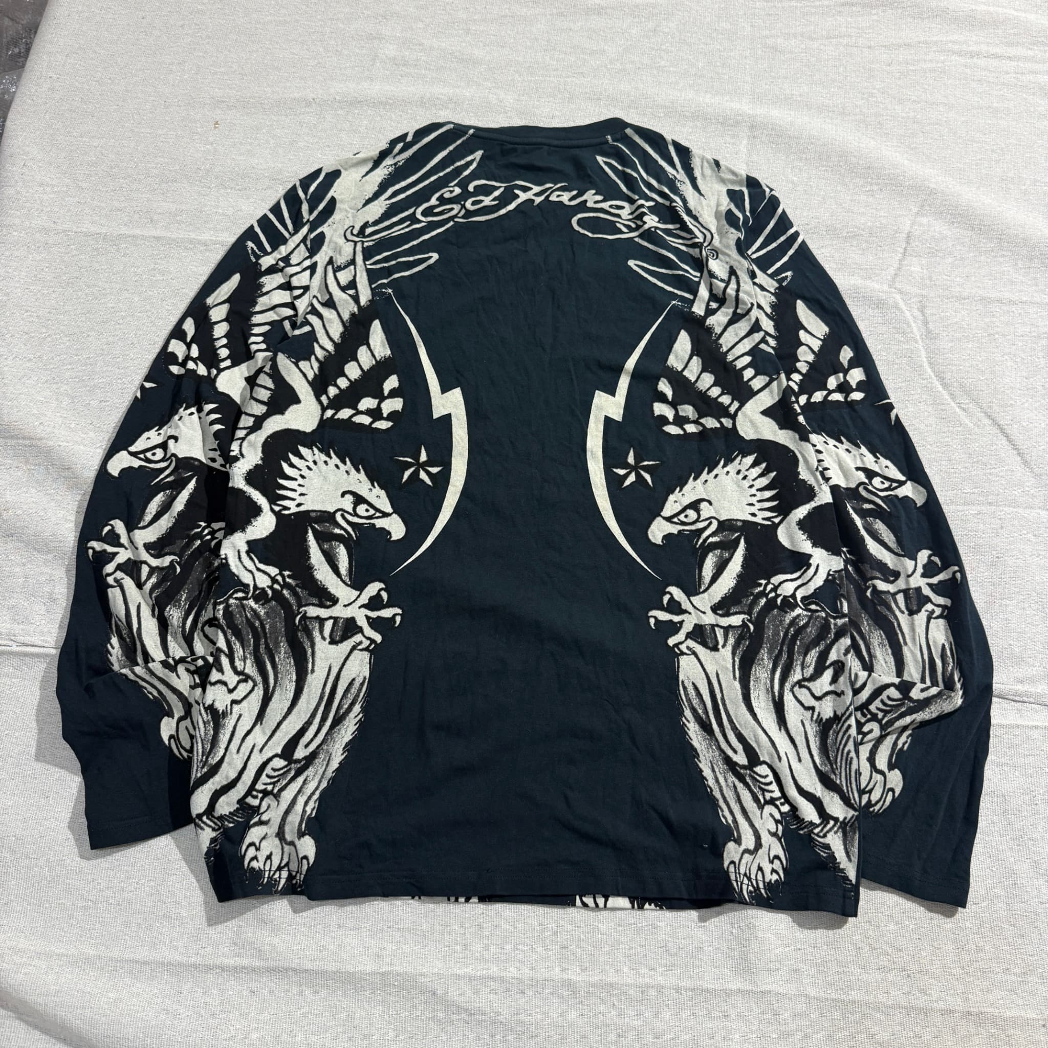 Ed Hardy Rhinestone Tiger Graphic Long Sleeve T-Shirt Black Size L — photo 5 of 6