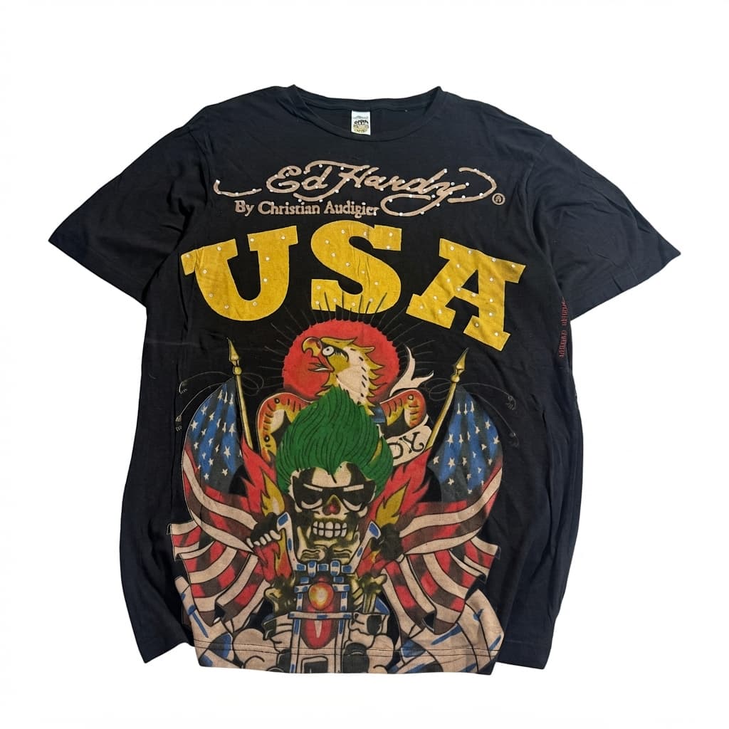 Ed Hardy USA Skull Rhinestone T-Shirt Black XL — photo 1 of 7