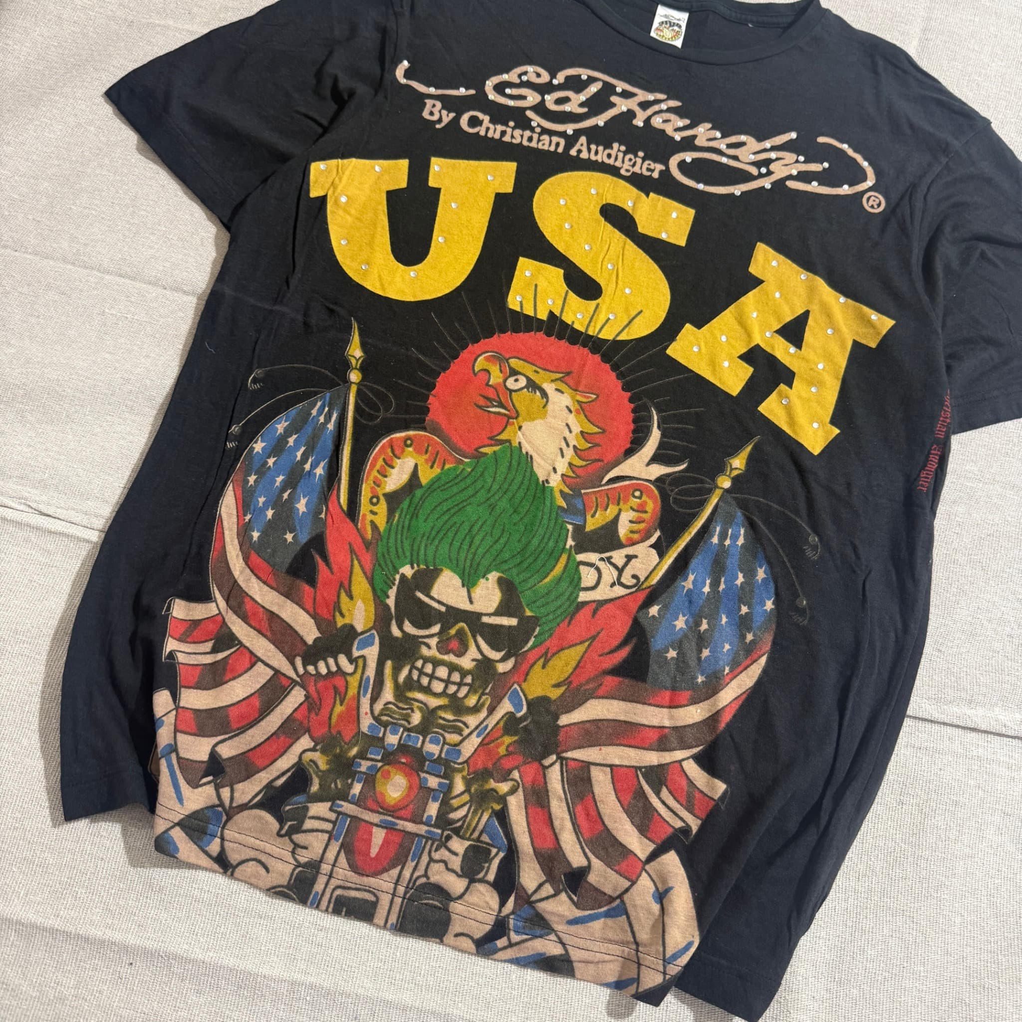 Ed Hardy USA Skull Rhinestone T-Shirt Black XL — photo 2 of 7