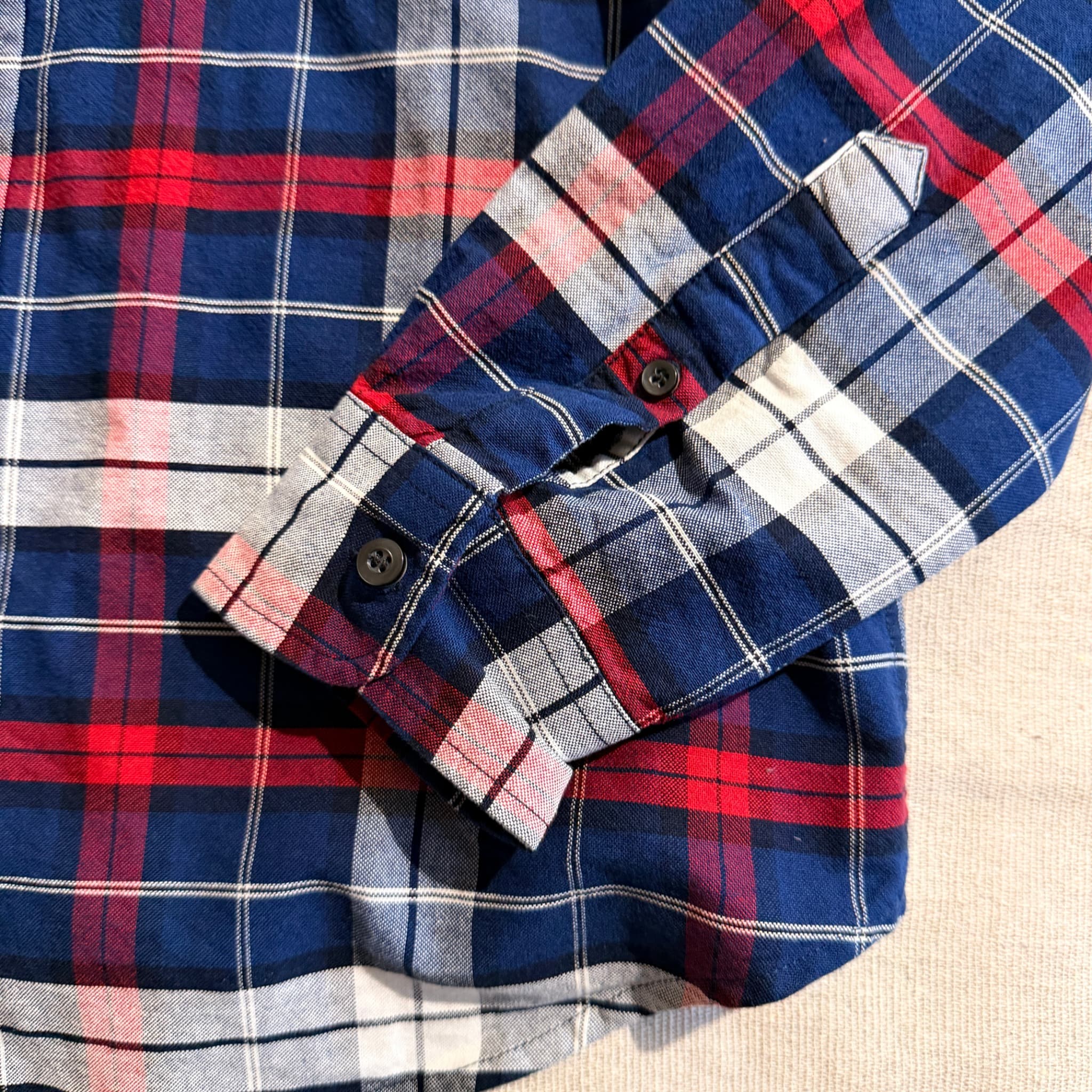 Emerson Men's Navy Red Plaid Button-Down Shirt — photo 4 of 8