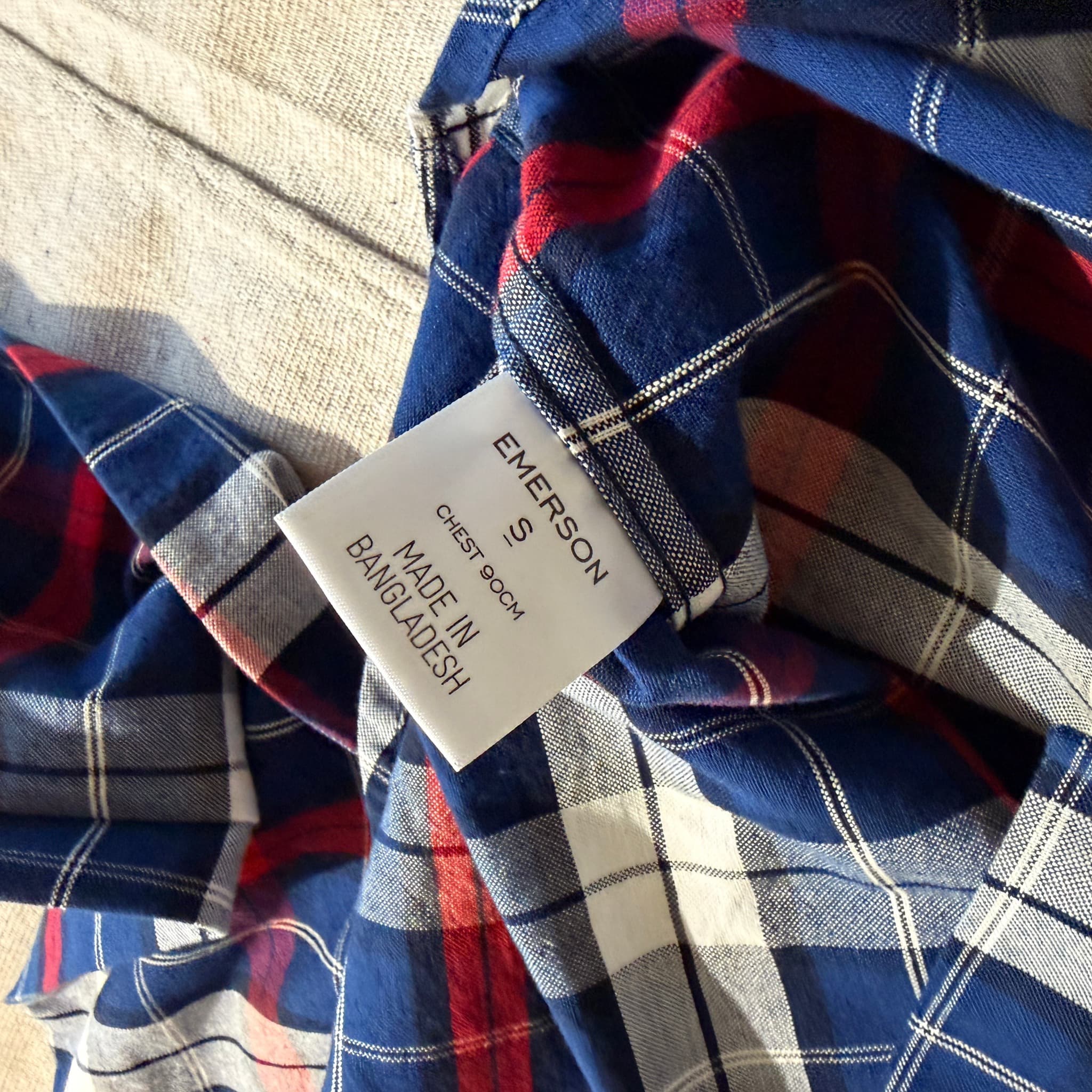 Emerson Men's Navy Red Plaid Button-Down Shirt — photo 5 of 8