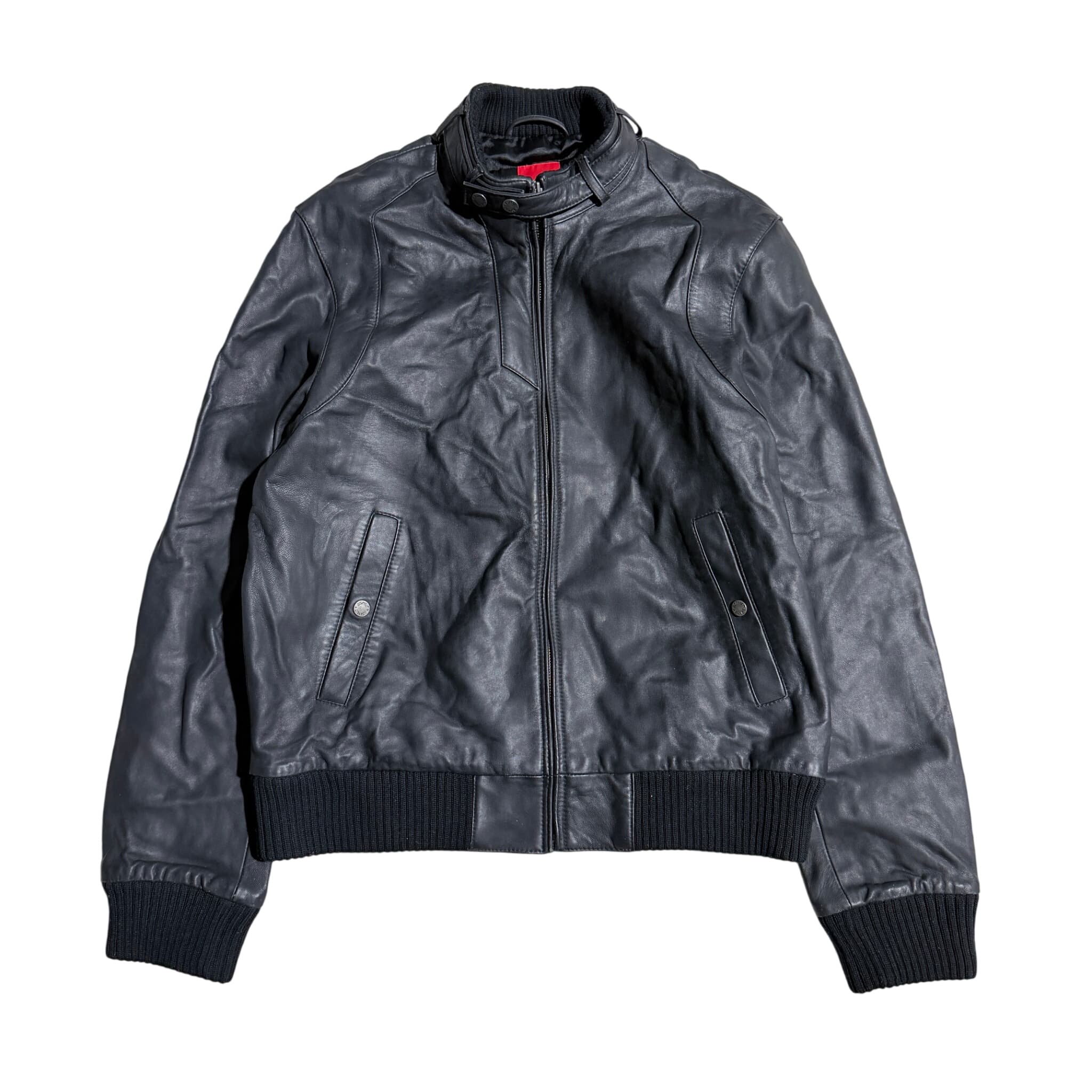 Esprit Black Leather Bomber Jacket Men's Size XL — photo 1 of 8