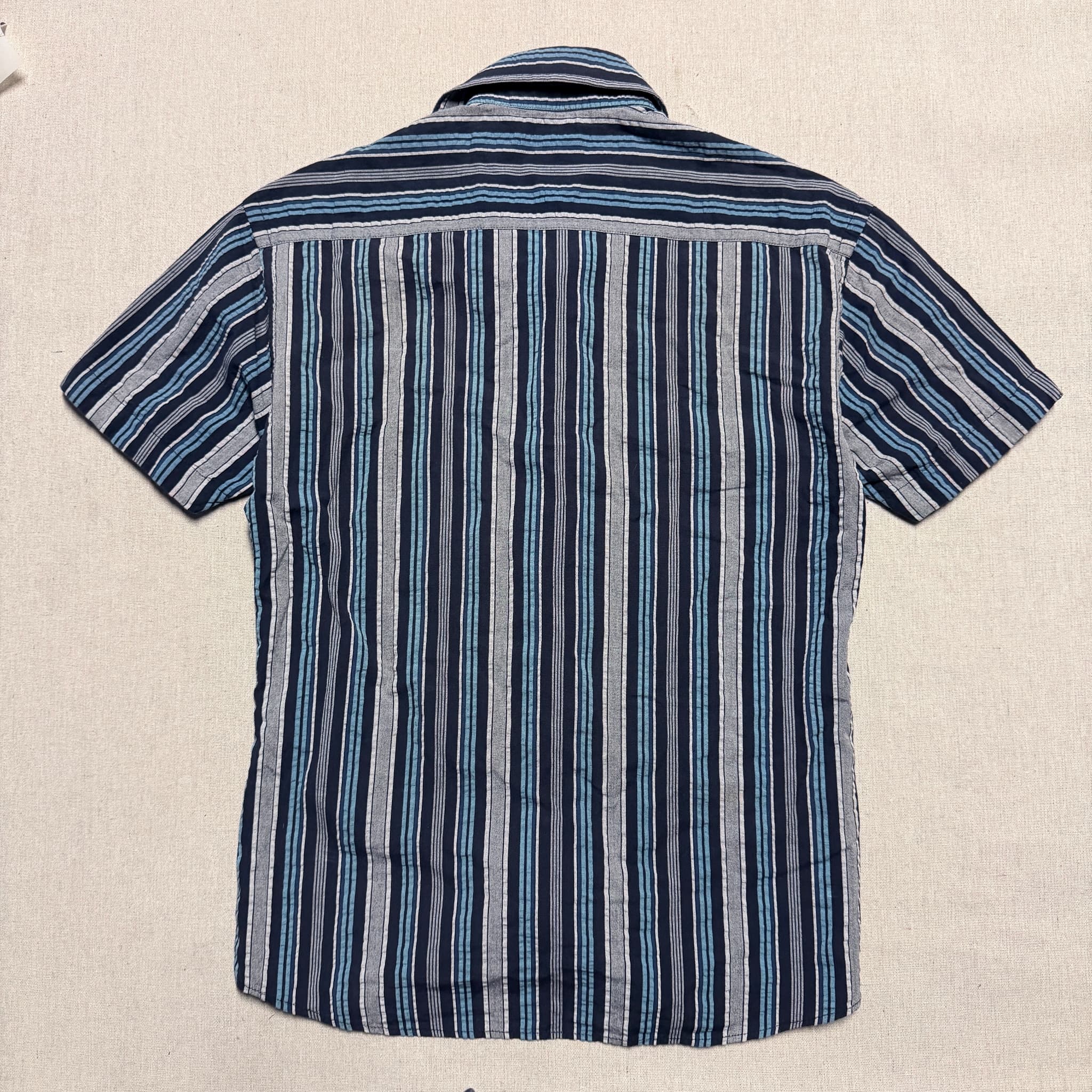 Esprit Men's Short Sleeve Striped Button-Down Shirt Blue Size S — photo 5 of 7