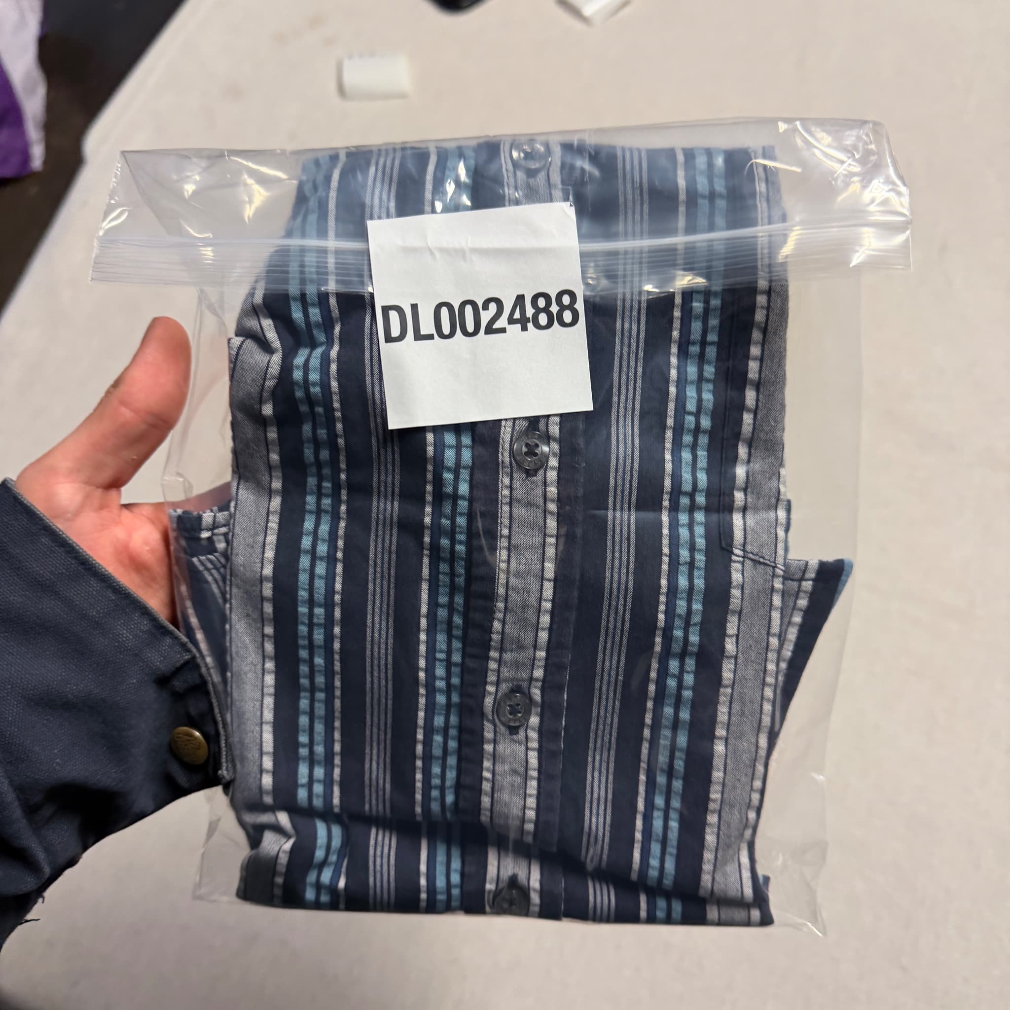Esprit Men's Short Sleeve Striped Button-Down Shirt Blue Size S — photo 7 of 7