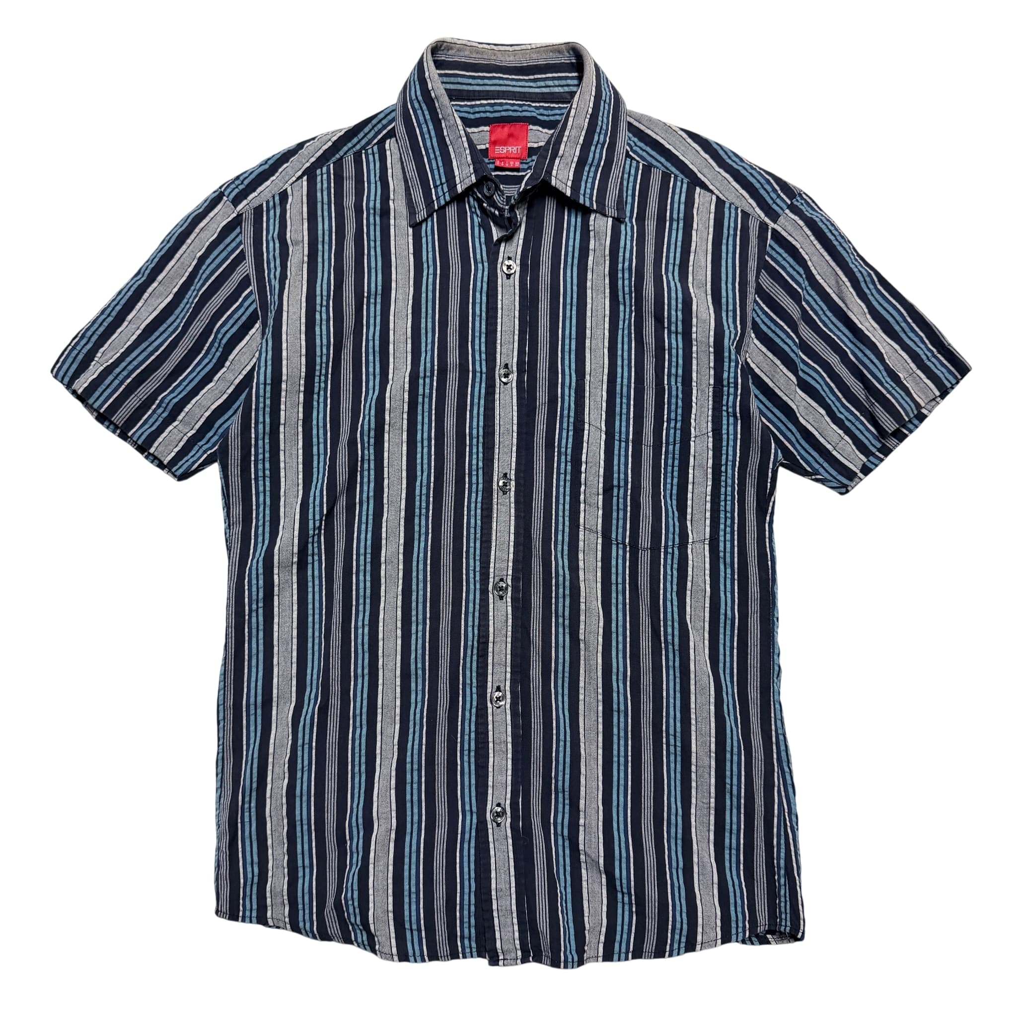 Esprit Men's Short Sleeve Striped Button-Down Shirt Blue Size S — photo 1 of 7