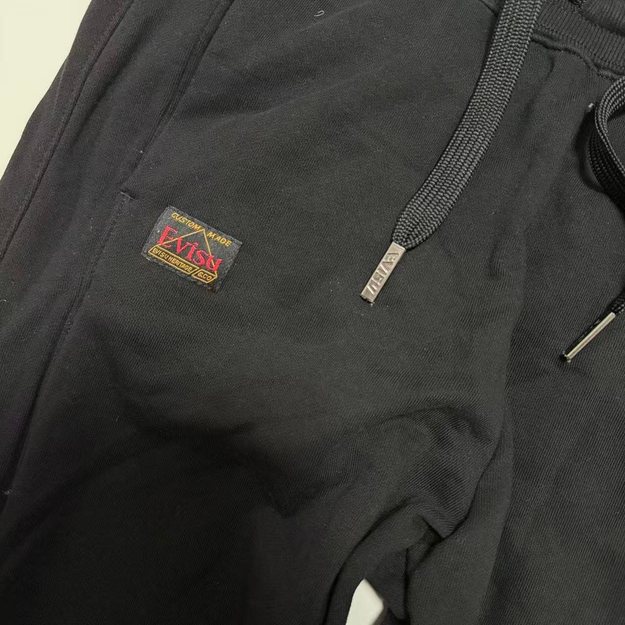 Evisu Black Cotton Jogger Sweatpants — photo 11 of 12