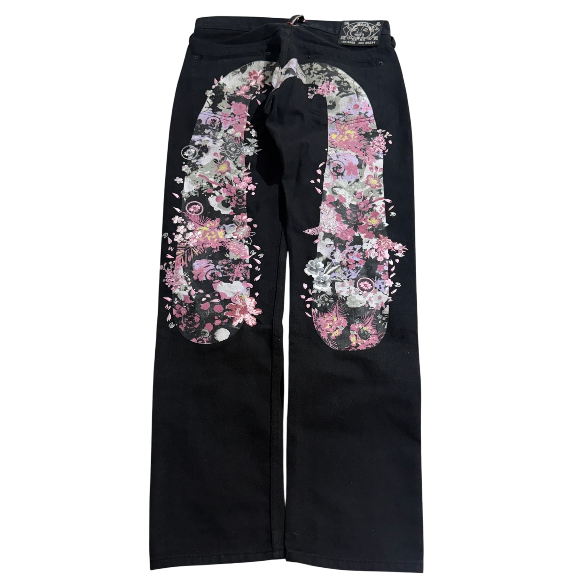 Evisu Black Denim Jeans With Floral Seagull Print Size 30 — photo 1 of 10