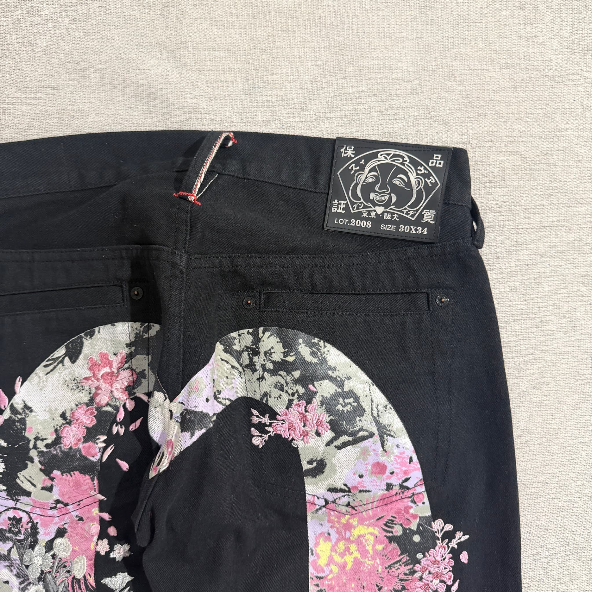 Evisu Black Denim Jeans With Floral Seagull Print Size 30 — photo 4 of 10