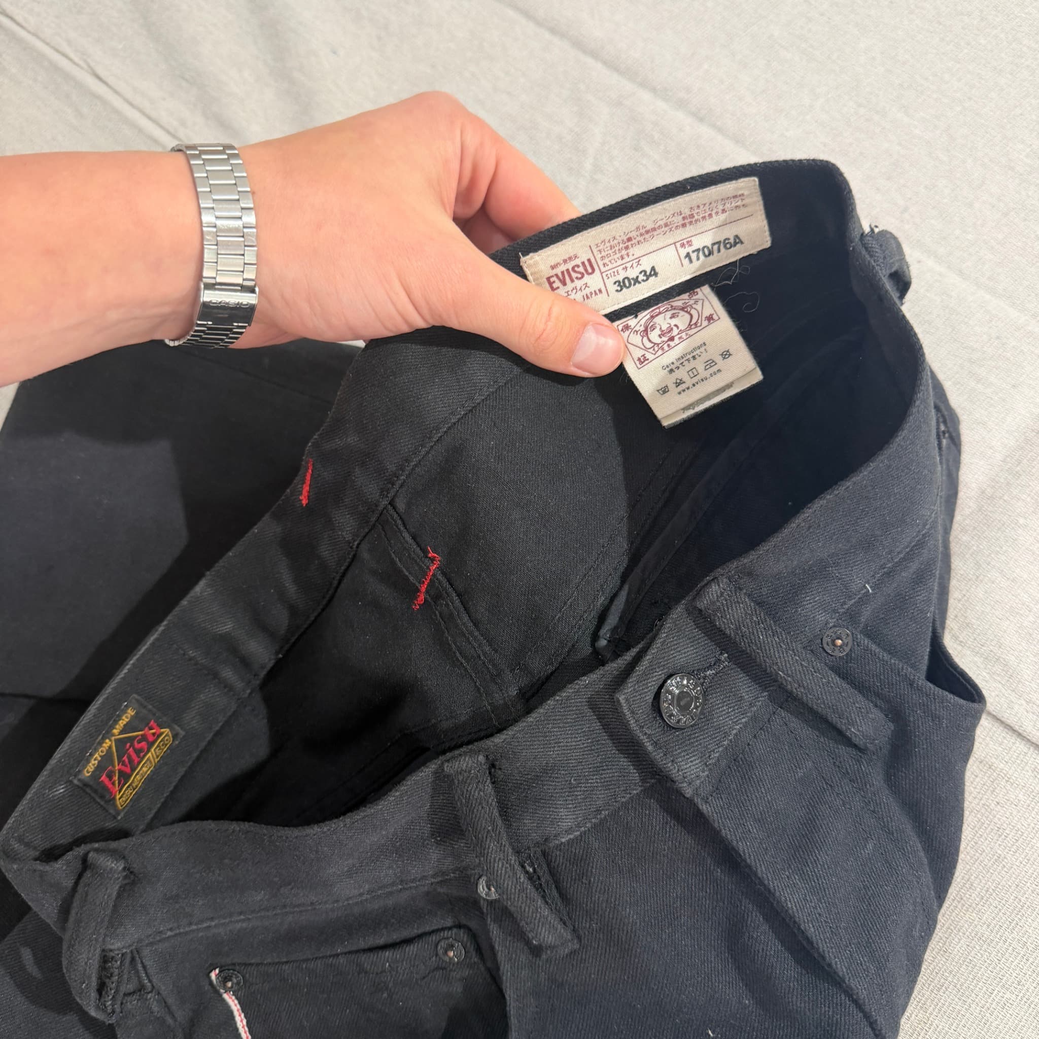 Evisu Black Denim Jeans With Floral Seagull Print Size 30 — photo 7 of 10