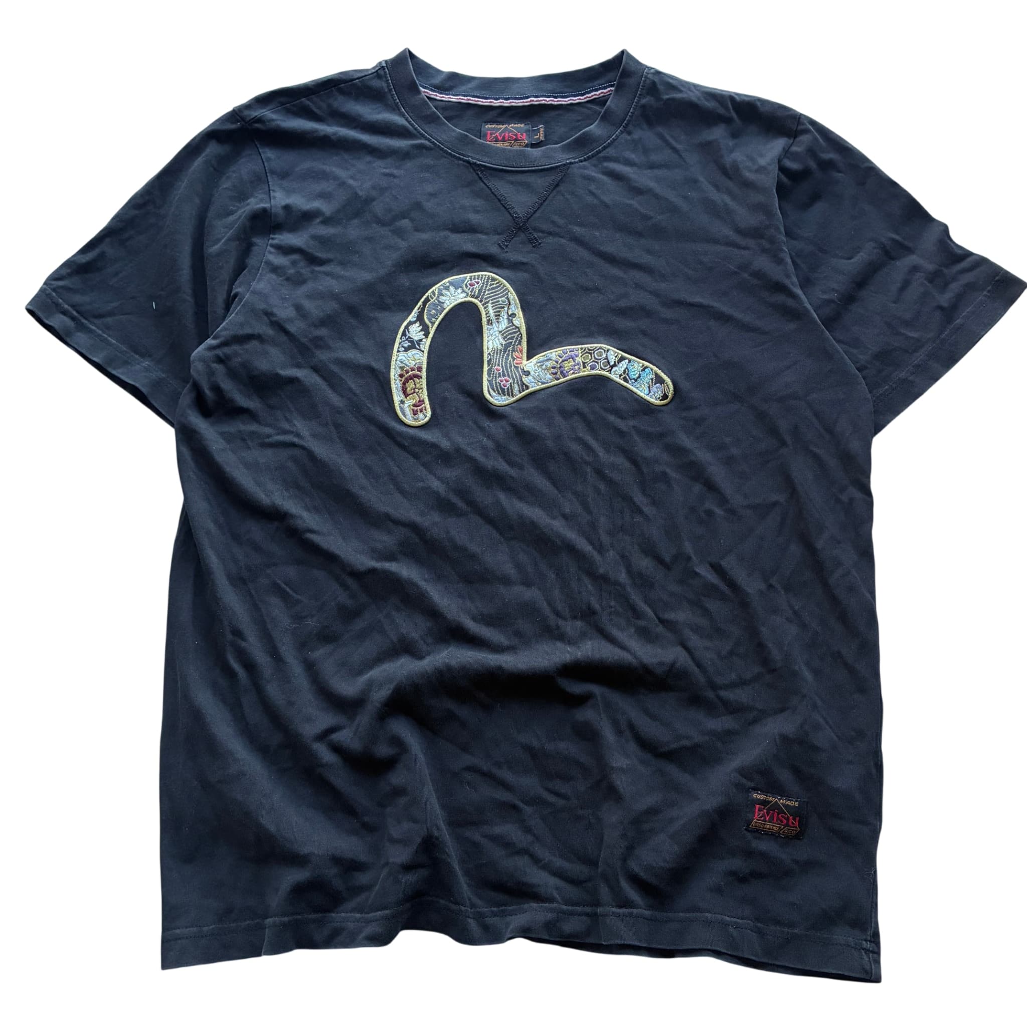 Evisu Black T-Shirt With Embroidered Seagull Logo Size L — photo 1 of 8