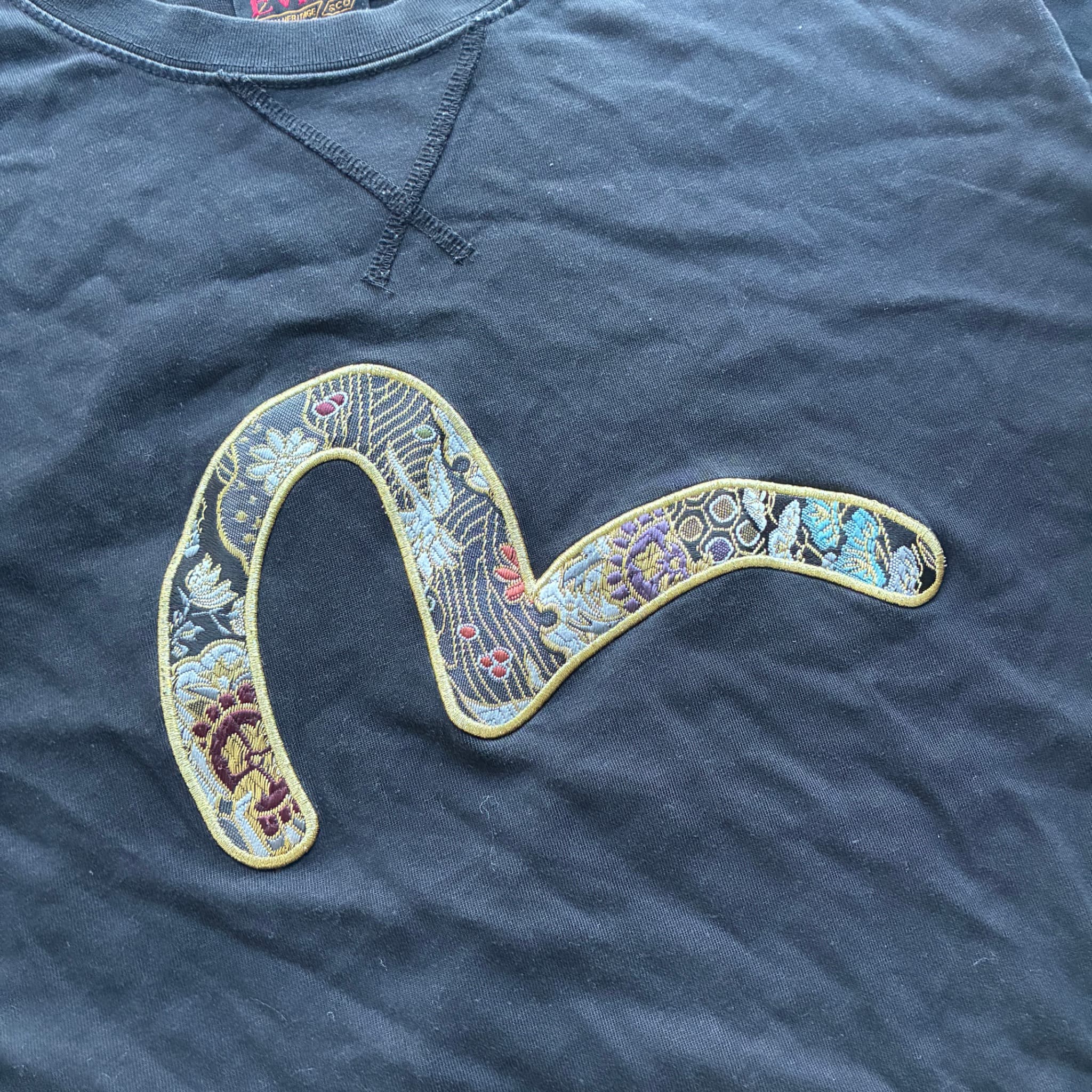 Evisu Black T-Shirt With Embroidered Seagull Logo Size L — photo 3 of 8