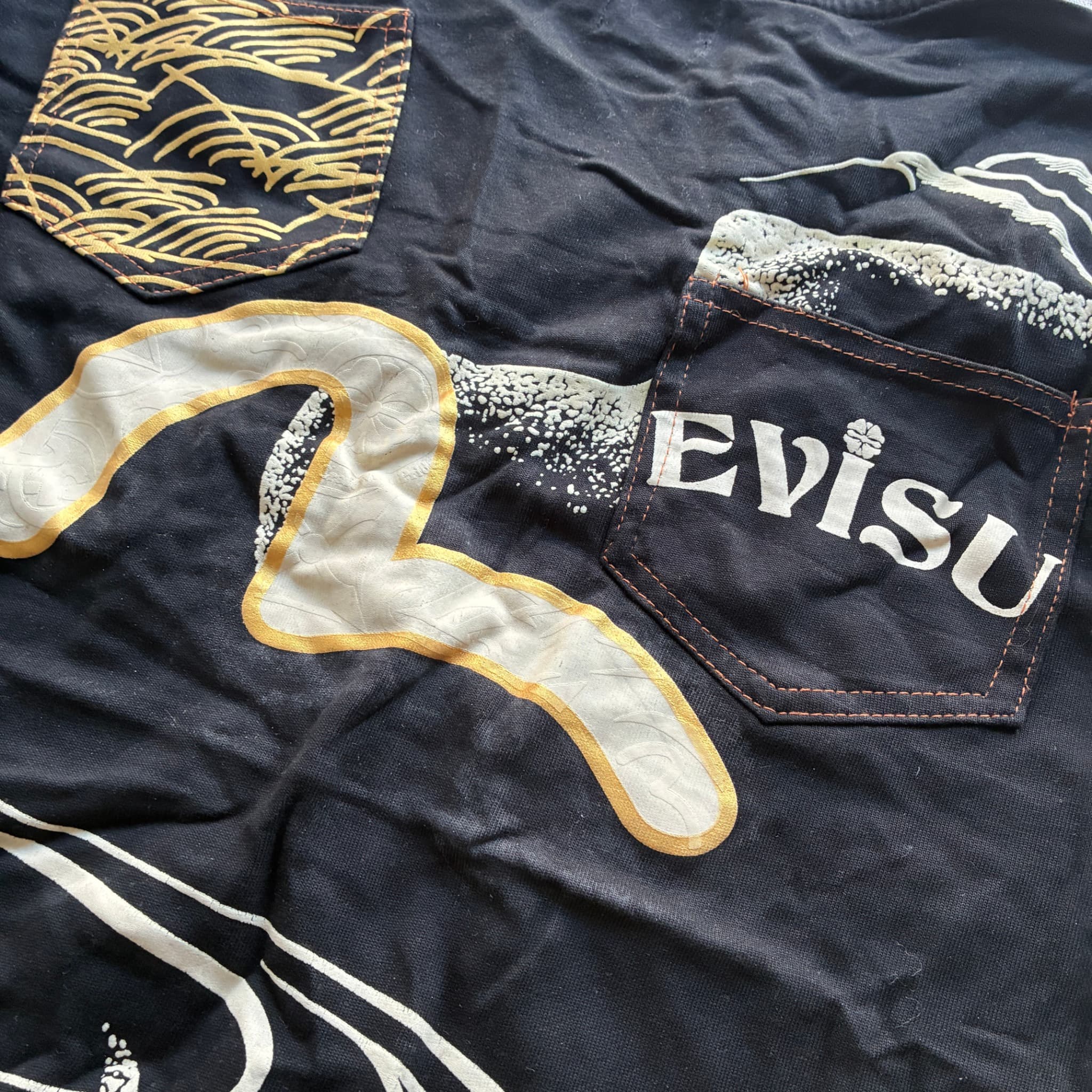 Evisu Black T-Shirt With Graphic Pocket And Logo Patch Size M — photo 6 of 7