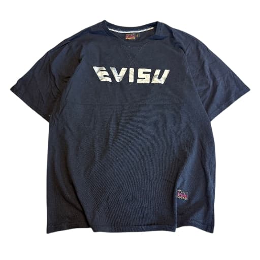 Evisu Black T-Shirt With Metallic Silver Logo Graphic Size XXL — photo 1 of 4