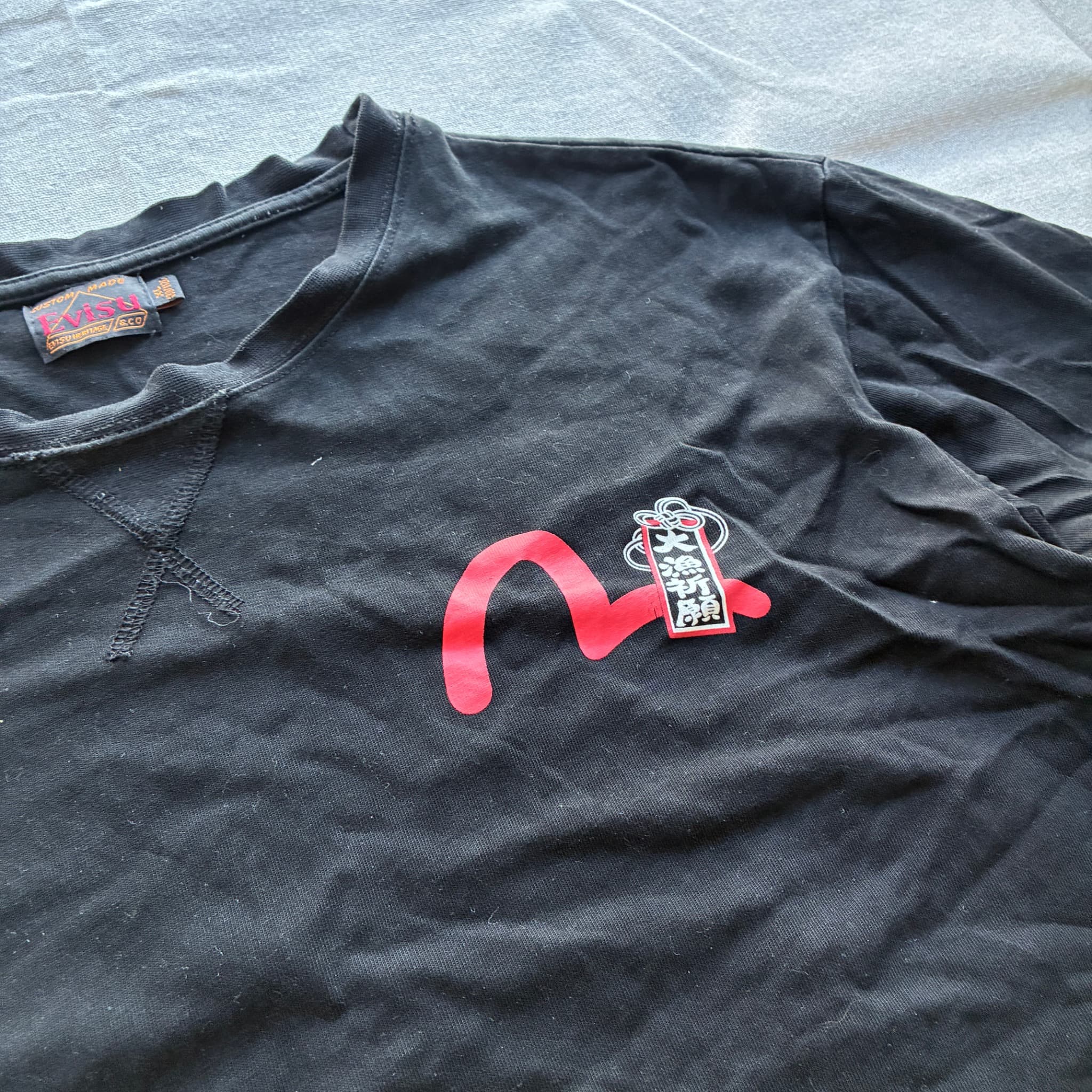 Evisu Black T-Shirt With Seagull Logo And Patch — photo 4 of 8