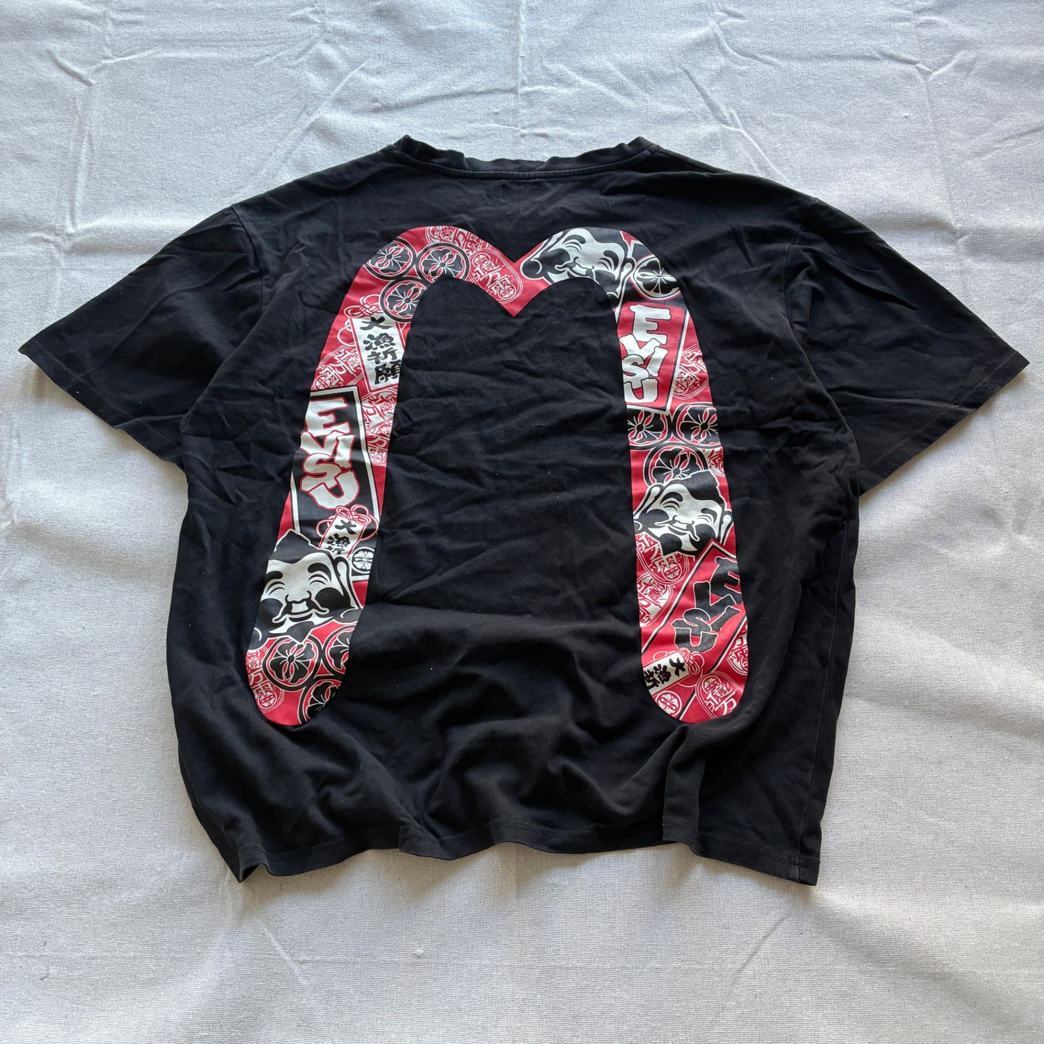 Evisu Black T-Shirt With Seagull Logo And Patch — photo 1 of 8
