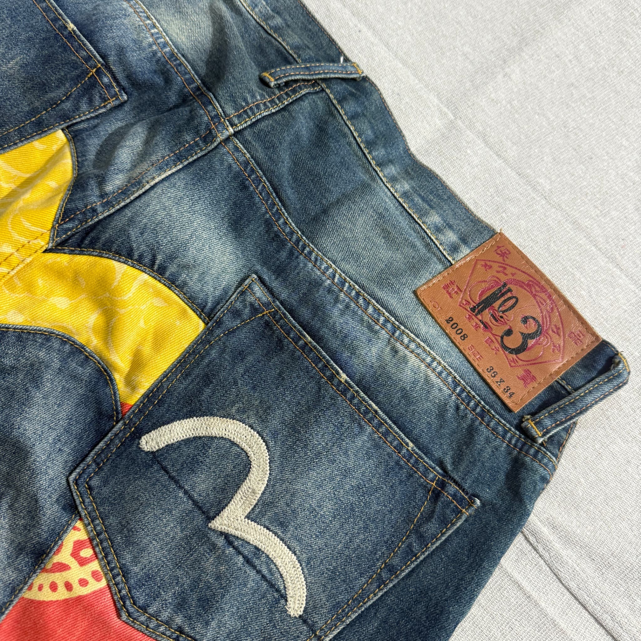 Evisu Blue Denim Jeans Straight Leg Men's Size 36 — photo 5 of 7