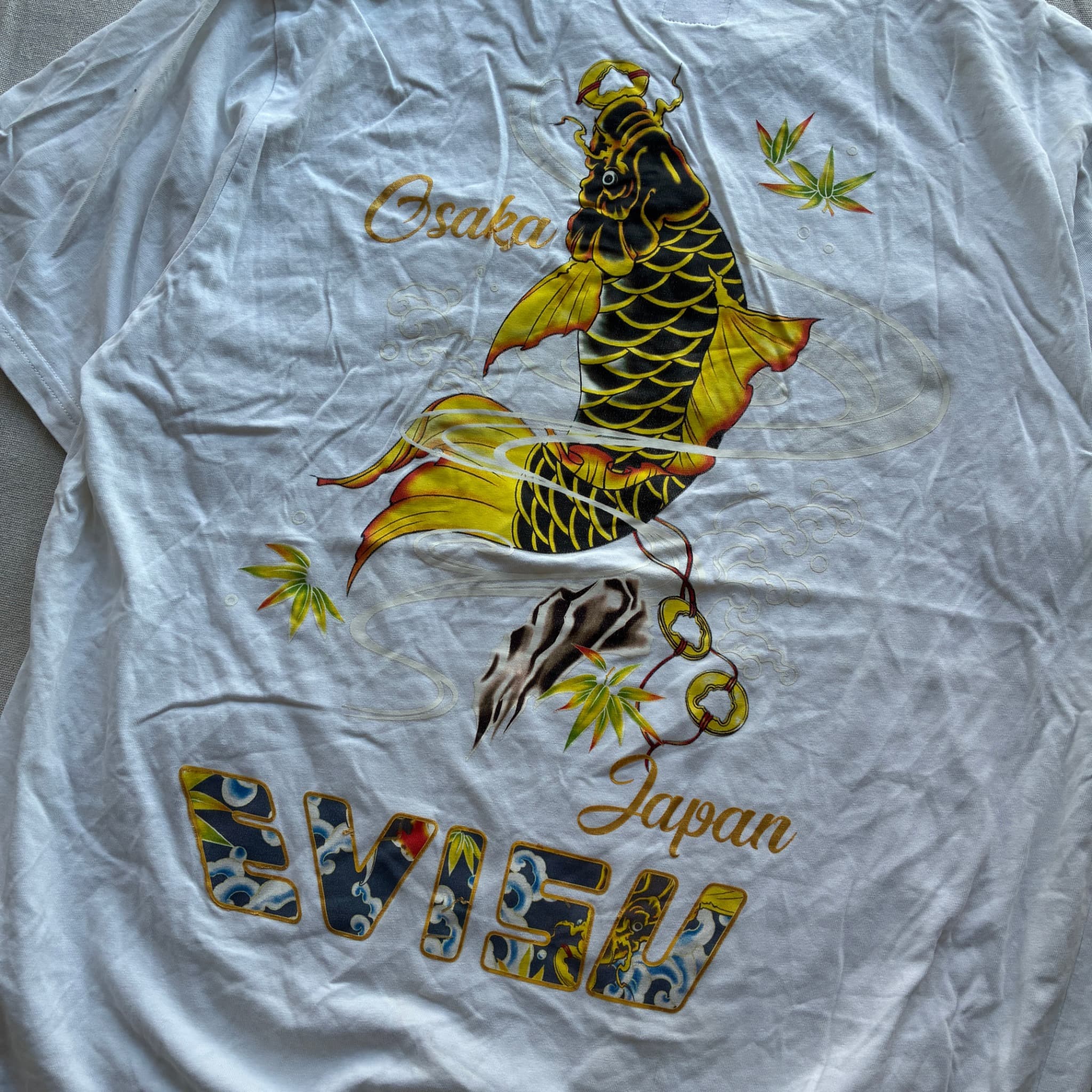 Evisu Custom Made White T-Shirt With Logo Graphic XXL — photo 5 of 6