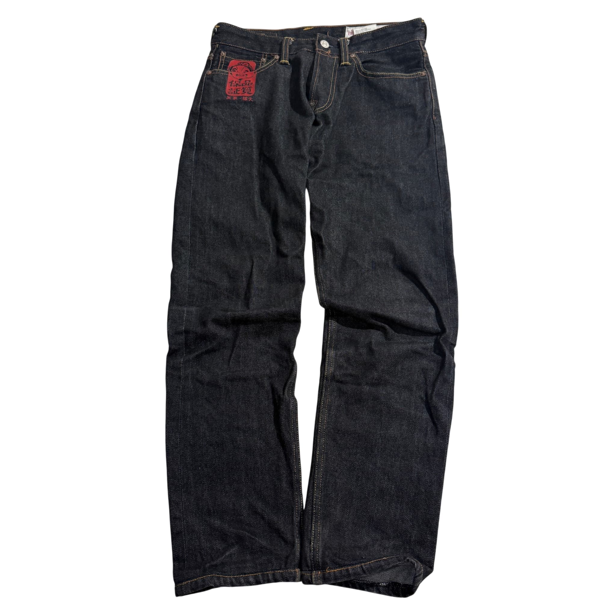 Evisu Daicock Raw Denim Jeans Indigo Embroidered Men's Size 28 — photo 1 of 6