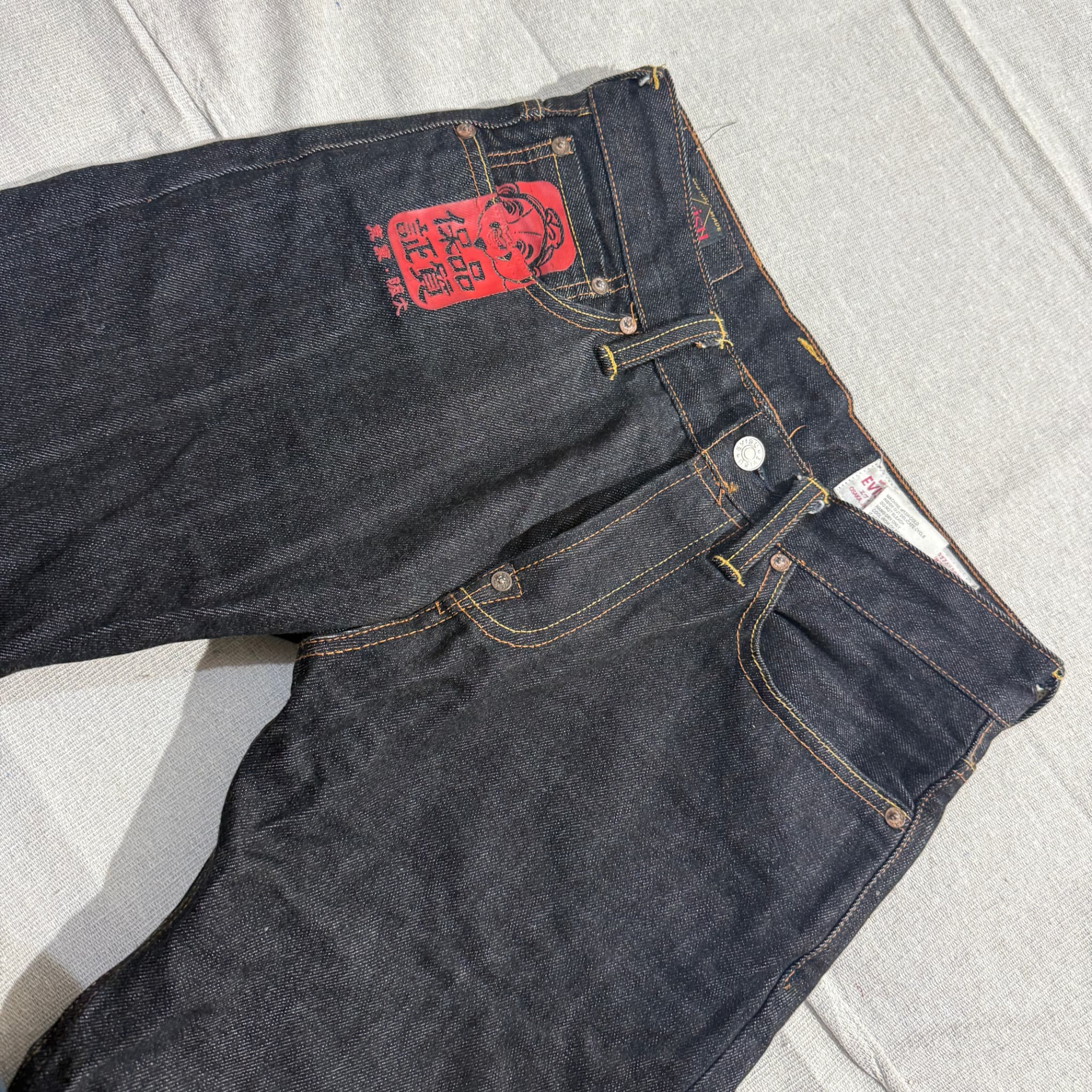 Evisu Daicock Raw Denim Jeans Indigo Embroidered Men's Size 28 — photo 3 of 6