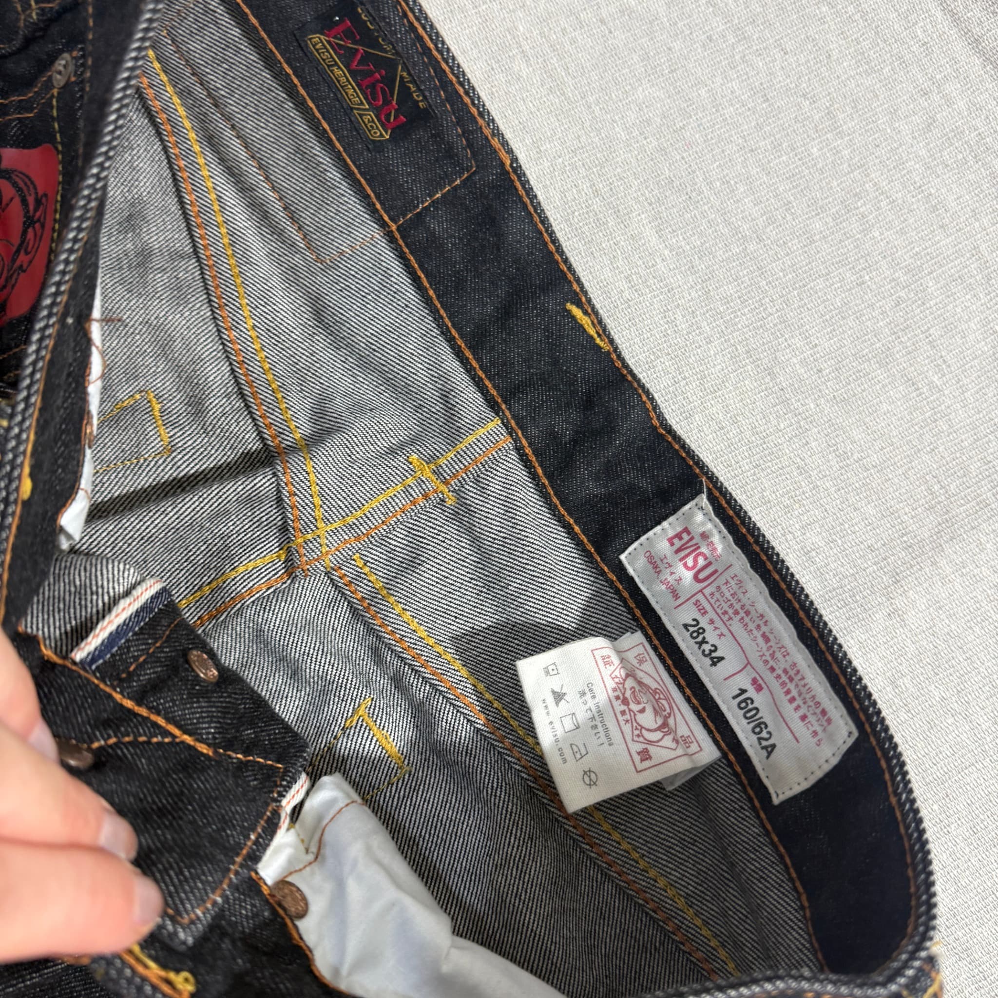 Evisu Daicock Raw Denim Jeans Indigo Embroidered Men's Size 28 — photo 4 of 6