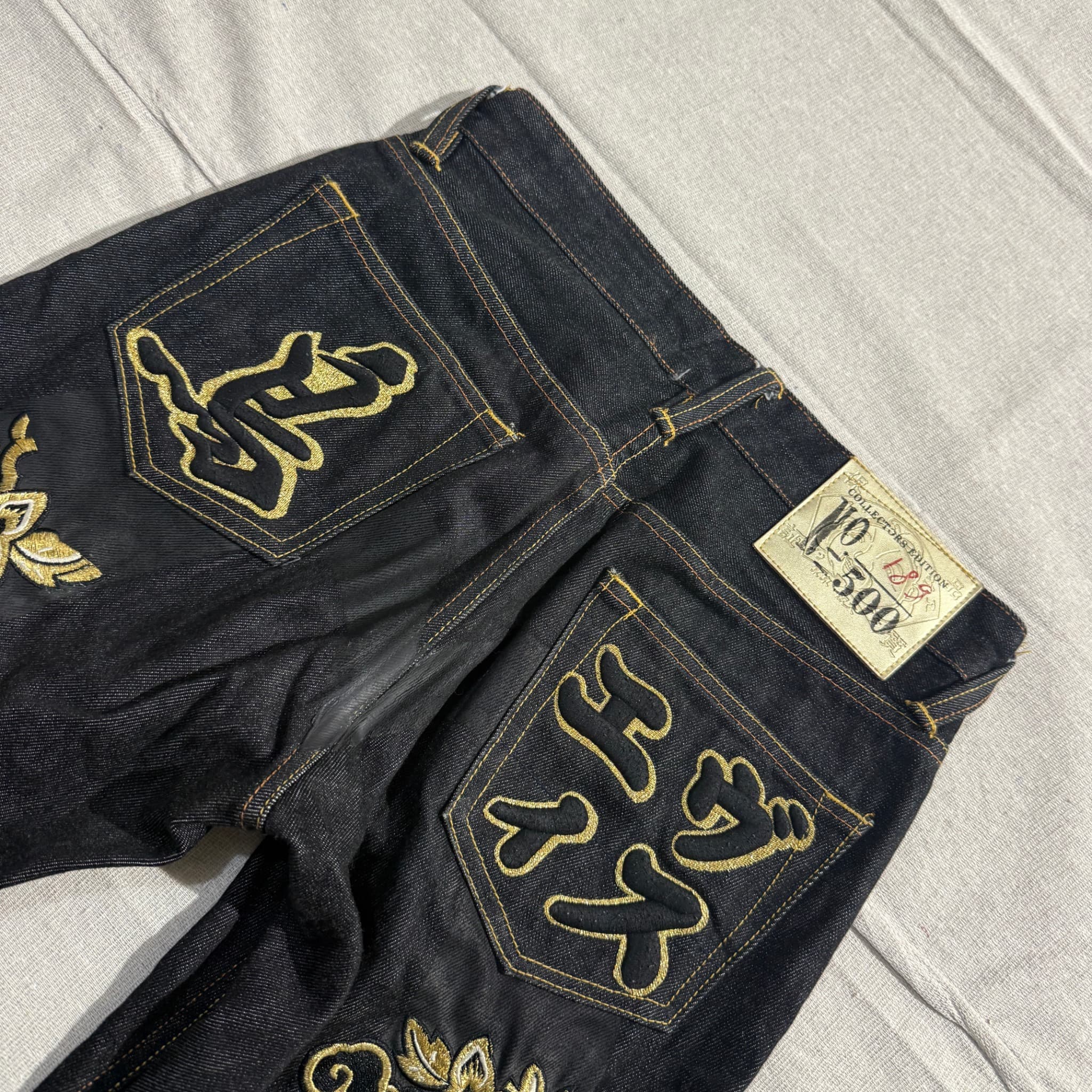 Evisu Daicock Raw Denim Jeans Indigo Embroidered Men's Size 28 — photo 5 of 6